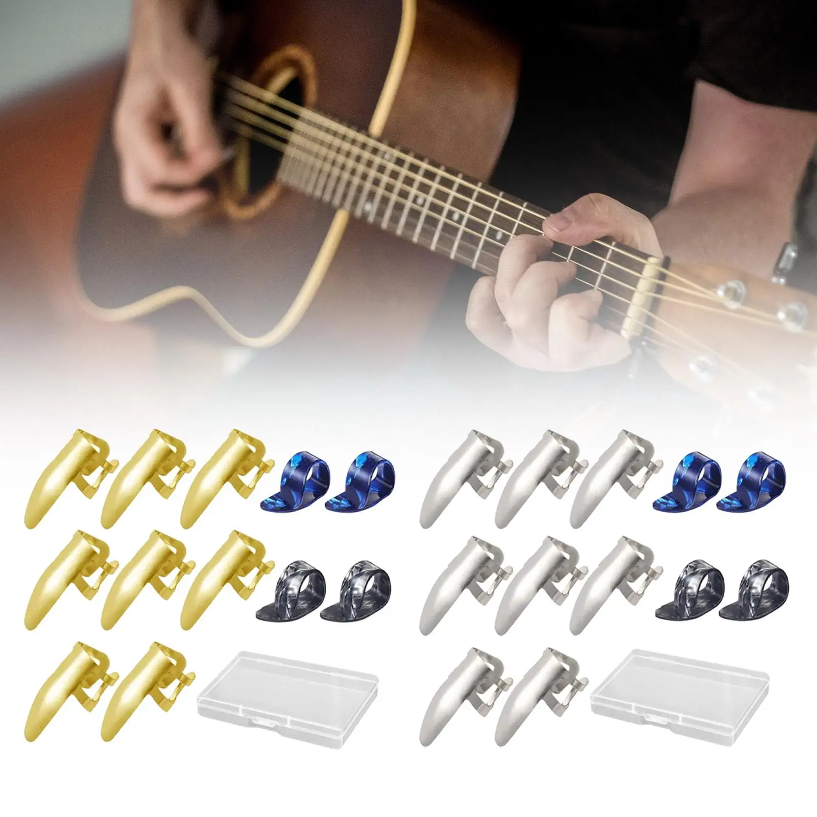 Thumb Pick Instrument Parts Guitar Replacement Parts Steel Finger Picks Set Guitar Finger Pick Plectrums Slide