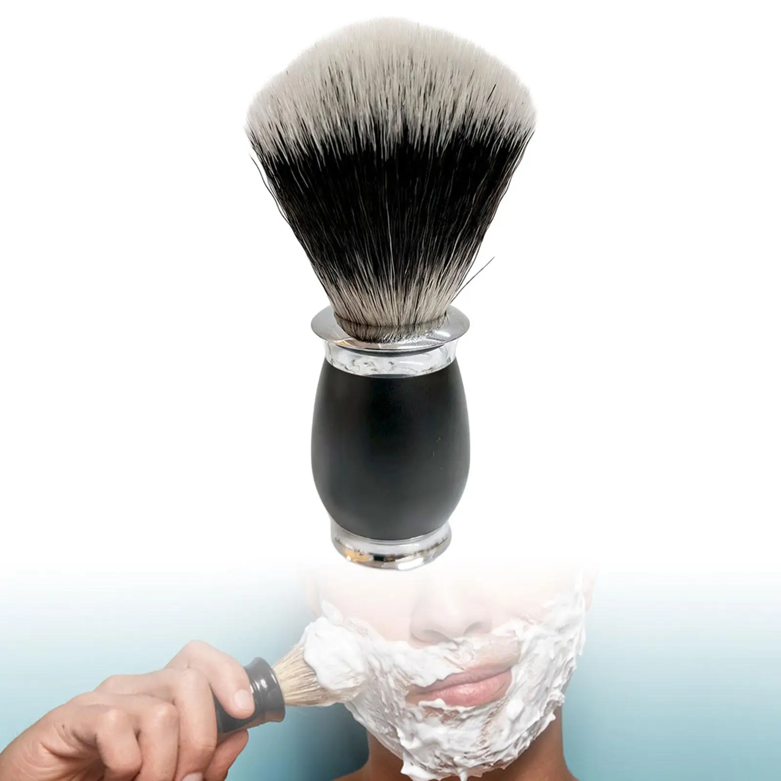 Men Shaving Brush Rich Lather Ergonomic Travel Christmas Gifts Shave Accessory Face Cleaning Hand Crafted for Dad Boyfriend