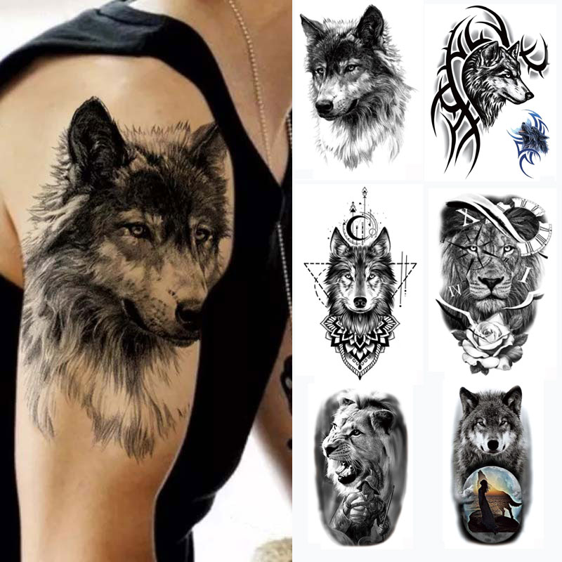 Best of Black Forest Temporary Tattoos For Men Animal Tiger Wolf Tattoo Sticker Fake Tattoo For Women Hand Arm Tatoo Waterproof Reviews & Tips