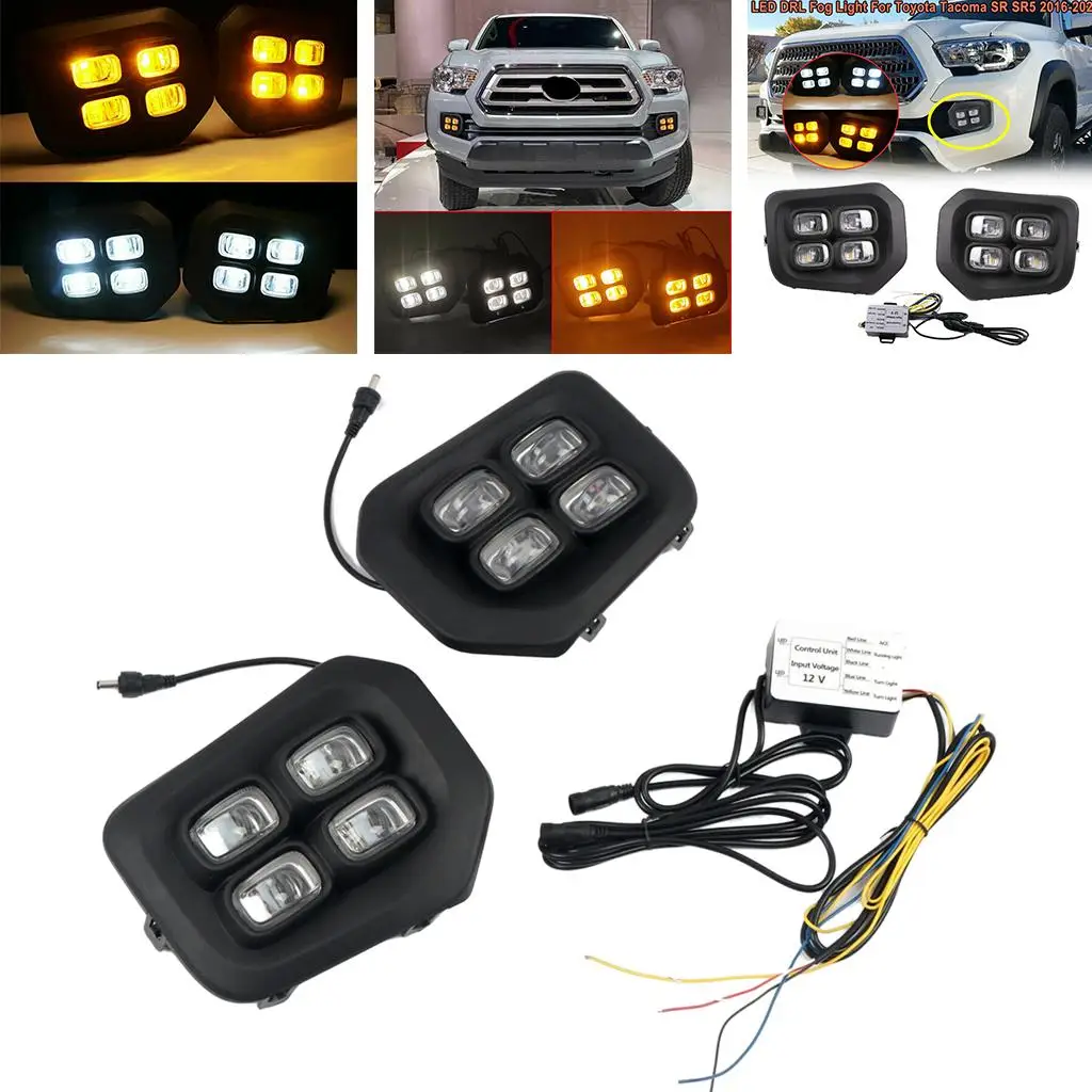 Set of 2 LED Daytime Running Lights Turn Signal Fog Lamp Fit for 16-18