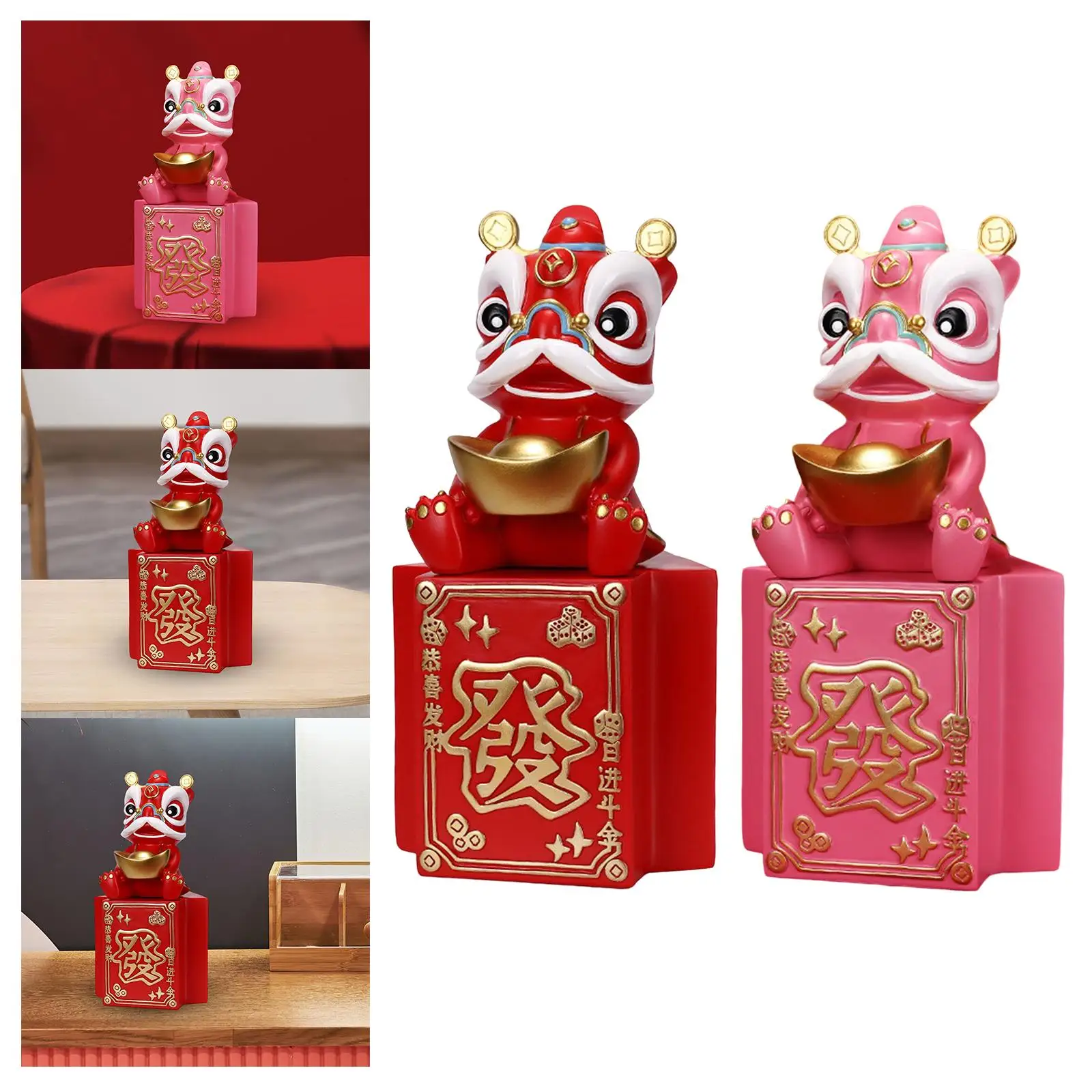 Resin Chinese Piggy Bank Figurine Feng Shui Statue Sculpture Saving Box for Living Room Office Home Decor Ornament