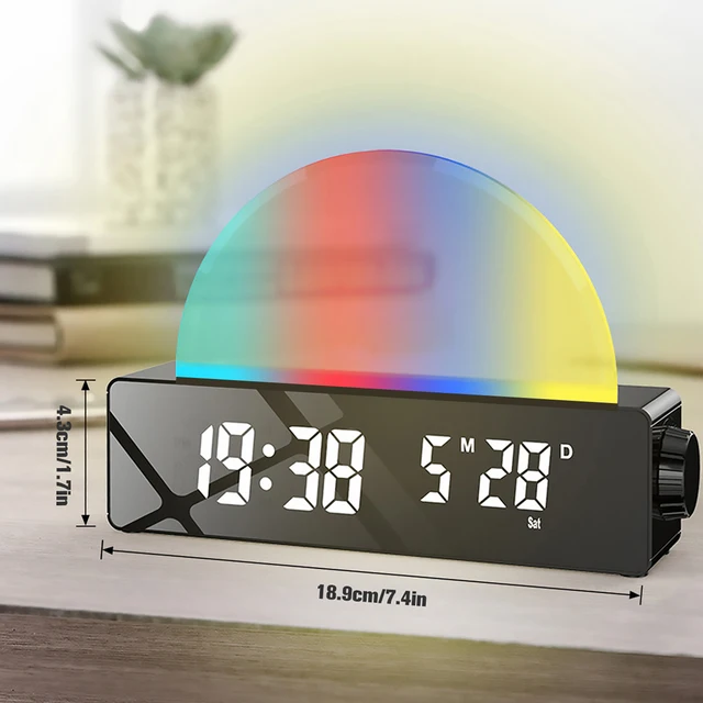 Reloj despertador inteligente con Wifi para niños y adolescentes, luz LED  RGB, luz solar, FM, alarma Dual, para dormir, dormitorio - AliExpress