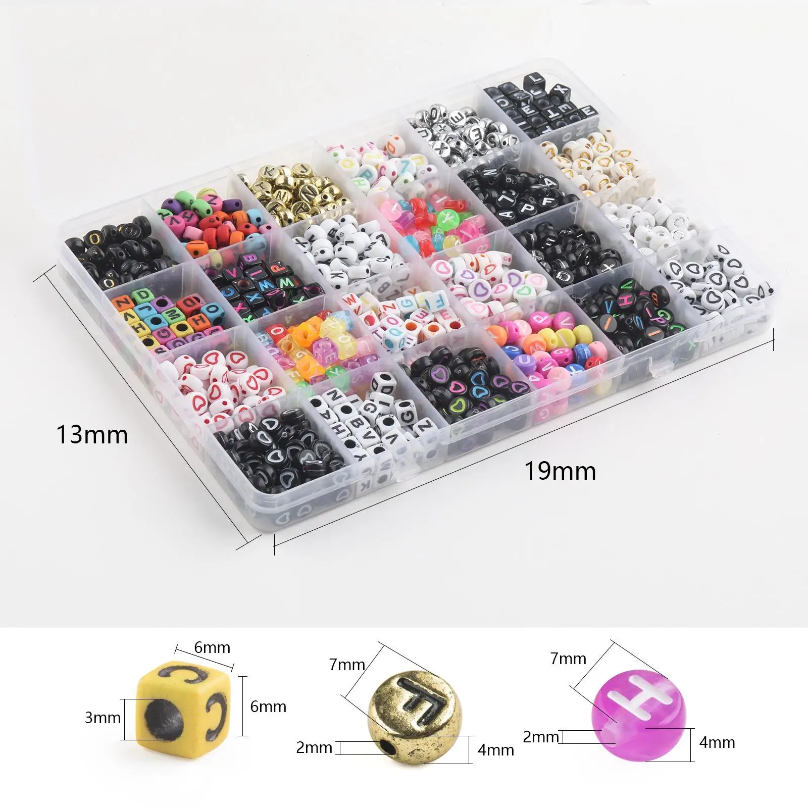 Alphabet Letter Beads Spacer Cube Hair Braiding Assorted Color Squared Girls