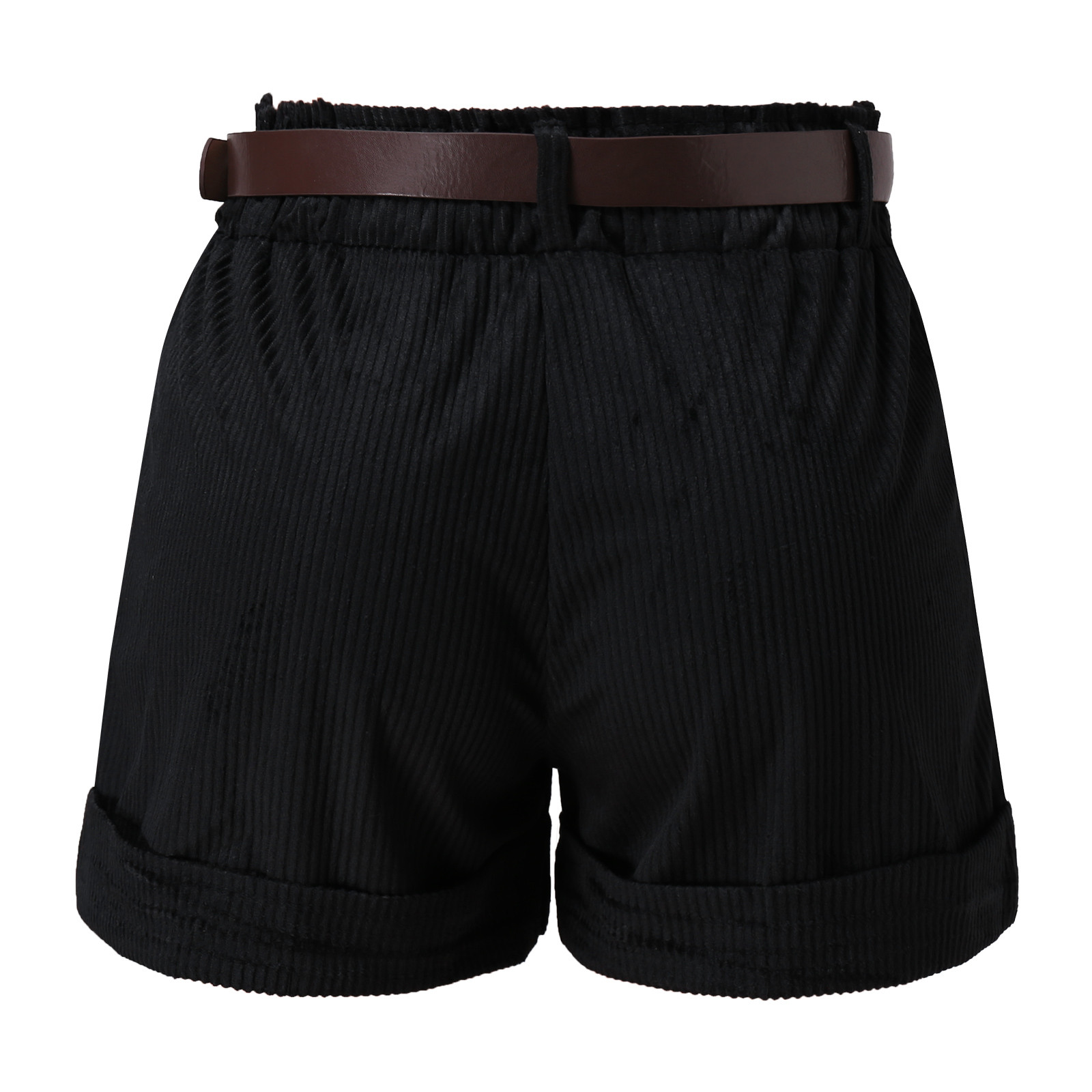 calções de verão das mulheres veludo largo perna shorts calças senhoras cintura alta plissado solto casual super macio bolso curto femme