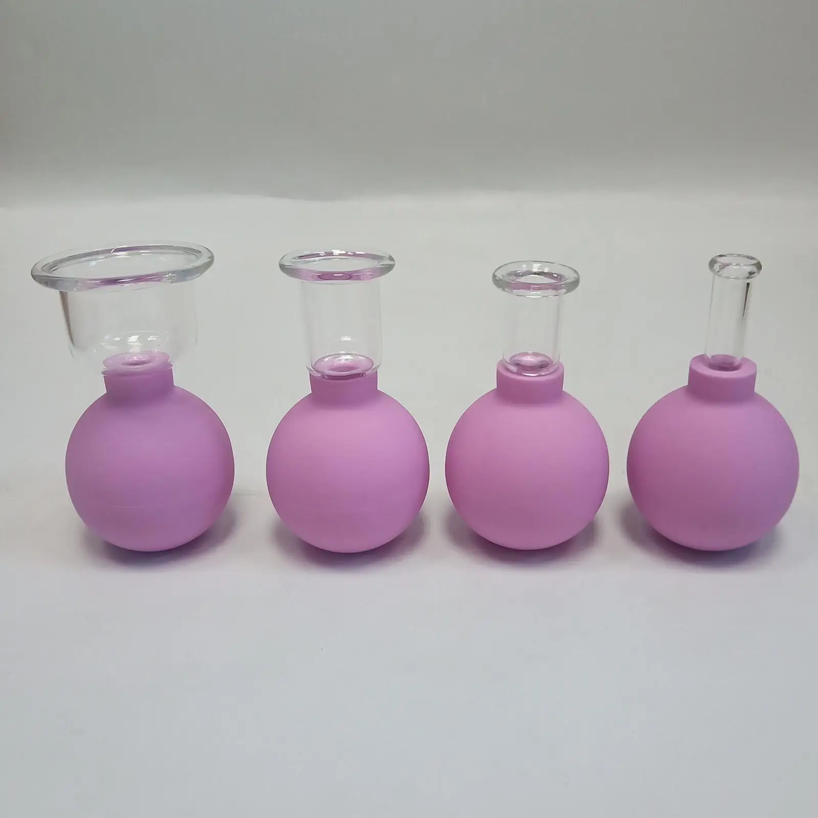 4 Pieces Glass Silicone  Comfort Safety Professional Vacuum Cupping for Massage Body Arm Body Leg Arm 
