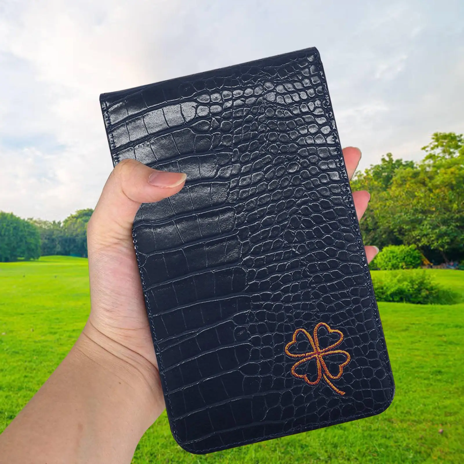 Yardage Book Cover Golf Score Cards Wallet with Pencil Loop with Elastic Bands Golf Scorecard Holder for Golfer Family Birthday