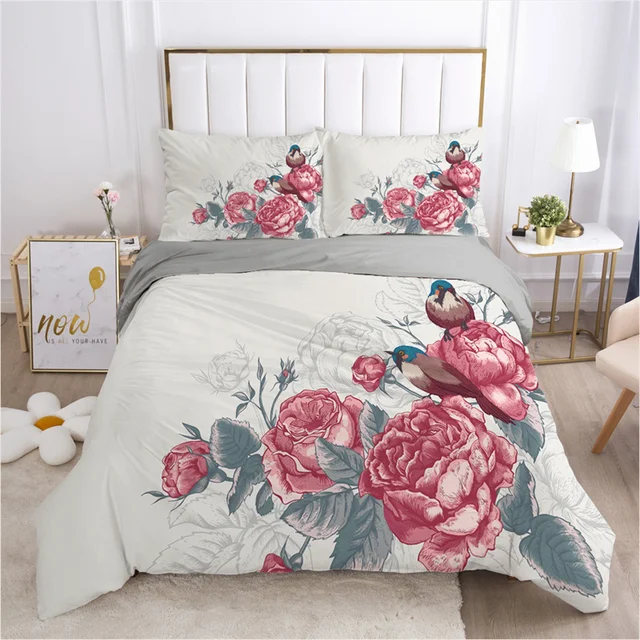 Set biancheria da letto con foglie floreali copripiumino a farfalla in microfibra  copripiumino con fiori di loto completo King per bambini adulti arredamento  camera da letto - AliExpress