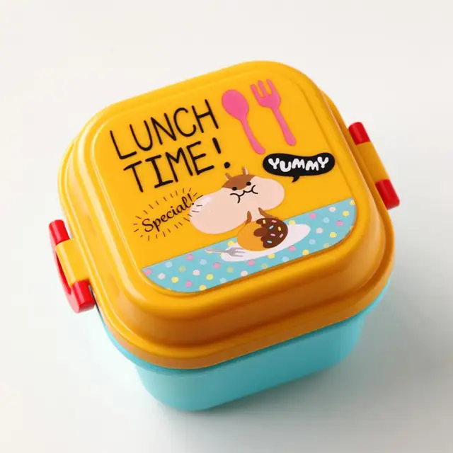 1set 800ml Three Compartment Plastic Lunch Box With Bag And Utensils, Cute  Bear Pattern Leak-proof Portable Bento Box, Microwave-safe Food Container  For Adults Office