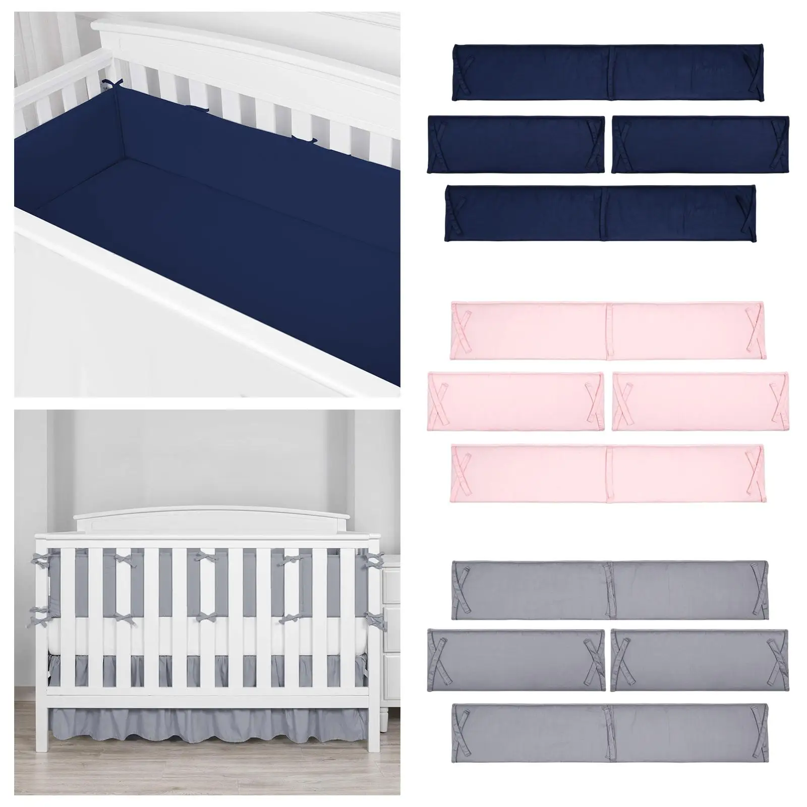 4 Pieces Safety Infant Crib Fence Protector Bed Protector Head Bedside