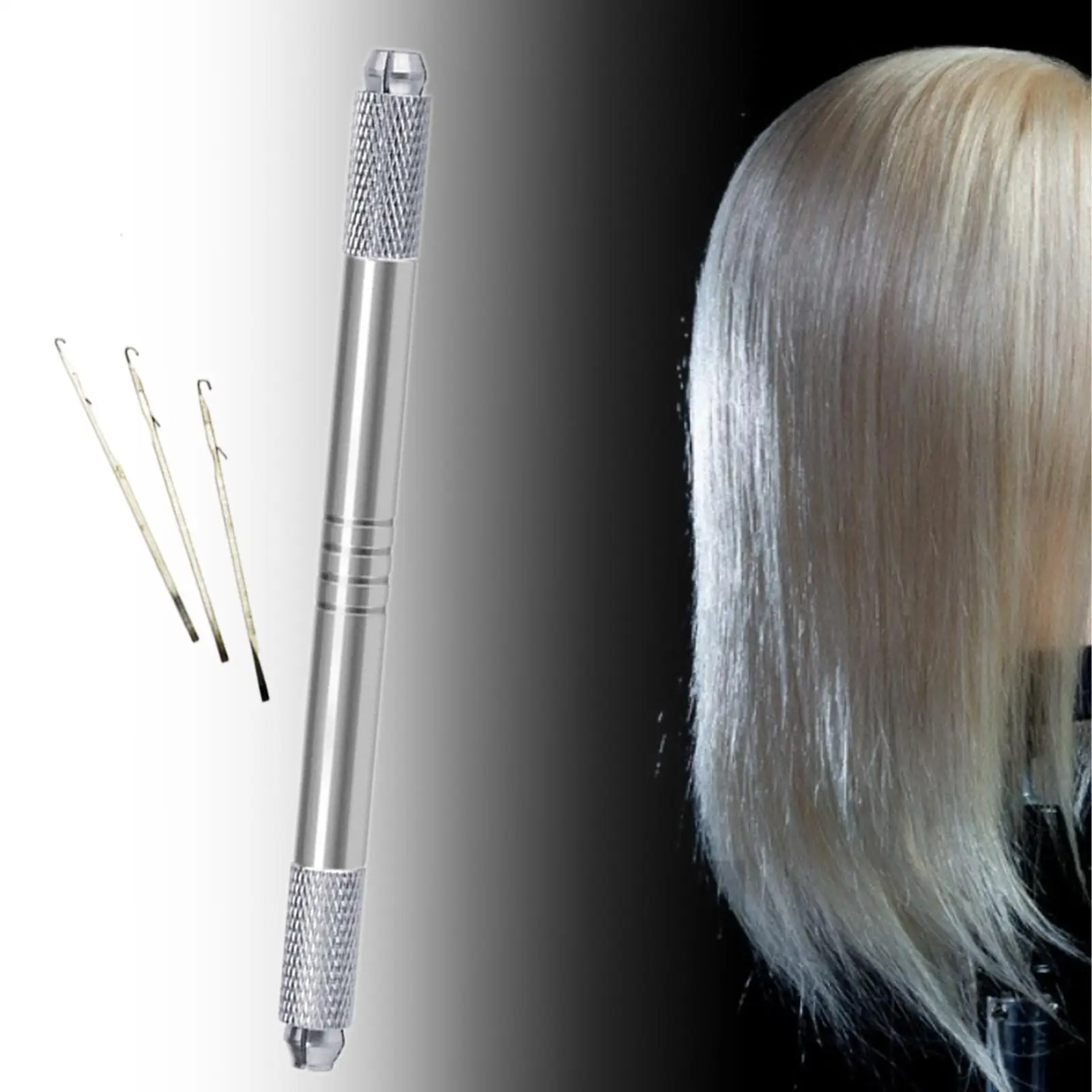 Hair Crochet Needles Set, Hair Extension Tool Aluminum Handle Holder, for Lace Wigs