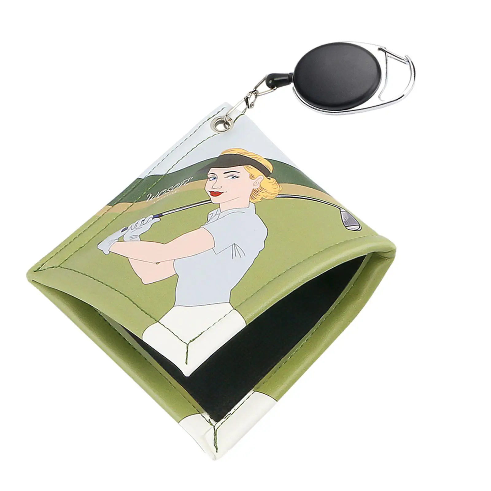 Golf Ball Towel Wiping Cloth W/ Retractable Keychain Strong Absorbent Toweling Golf Club Head Cleaner Golf Ball Cleaner Pocket