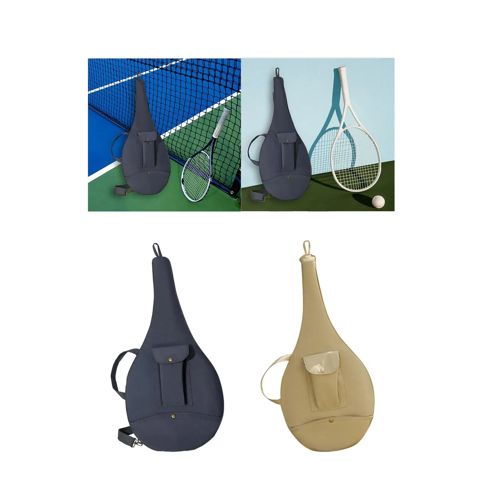 Tennis Racket Bag Carrying Bag Practical Scratch Resistant with Exterior Pocket Men Women Detachable and Adjustable Shoulder Bag