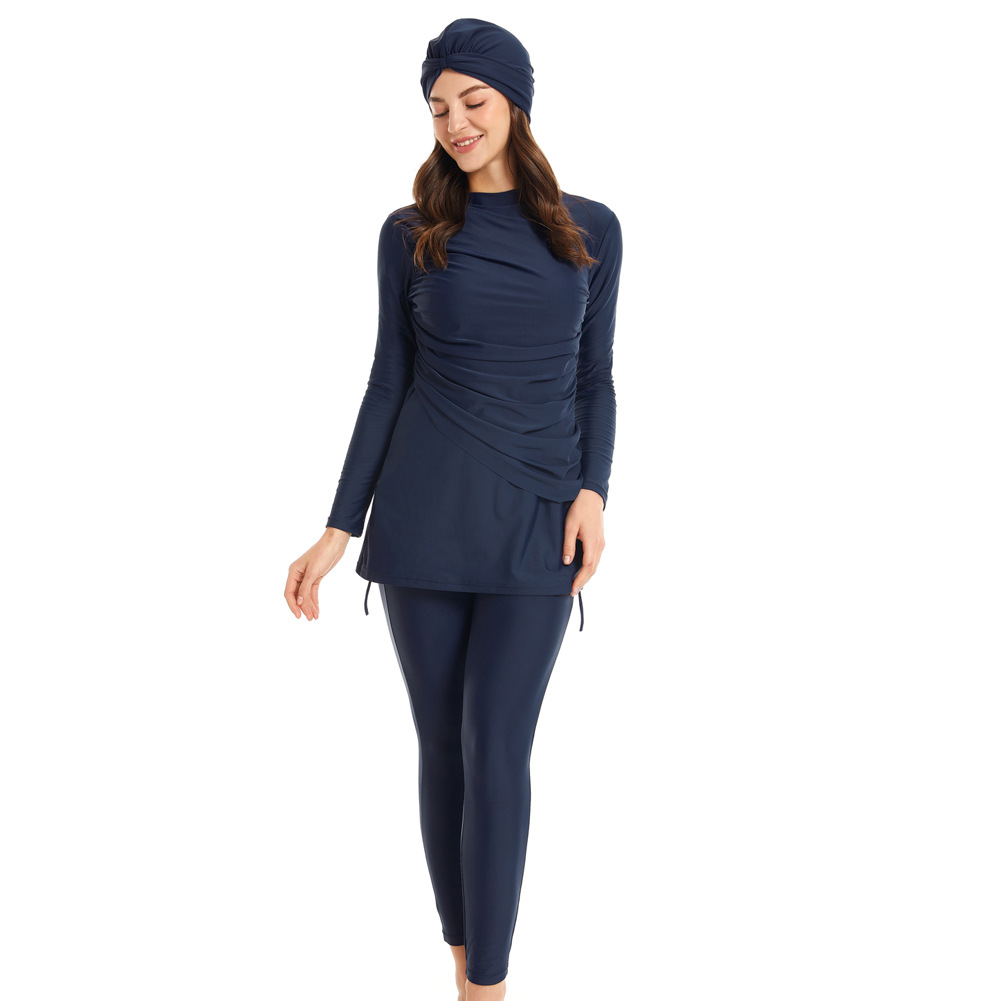 Muslim Swimwear Women Modest Hijab 2022 Long Sleeves Sport Swimsuit No Chest Pad 3pcs Islamic Burkinis Wear Bathing Suit S-4XL