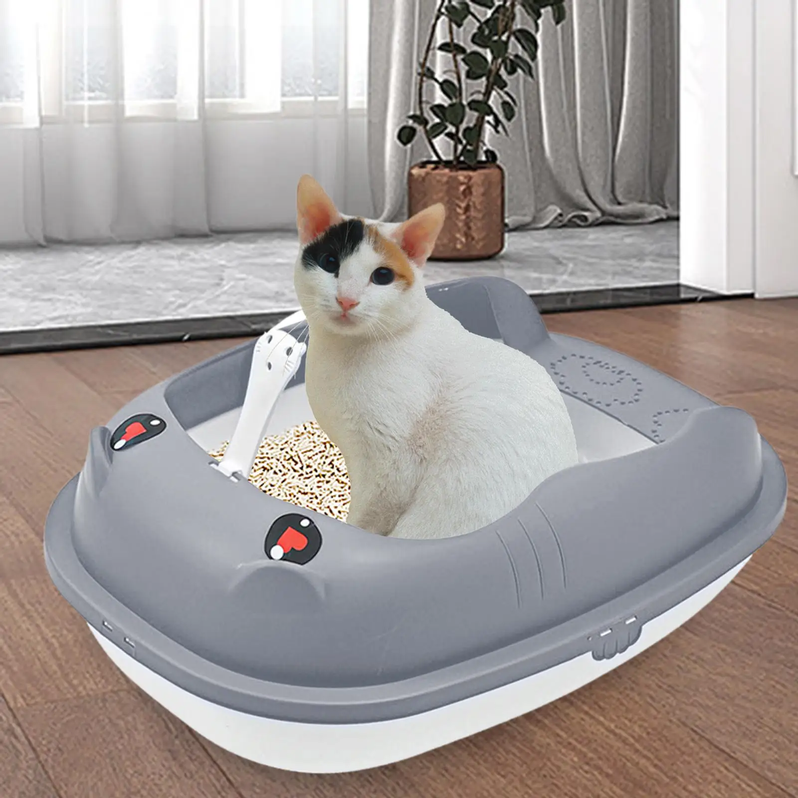 Cat Litter Box Bedpan High Sided Easy to Clean for Cats Supplies Kitty Bunny