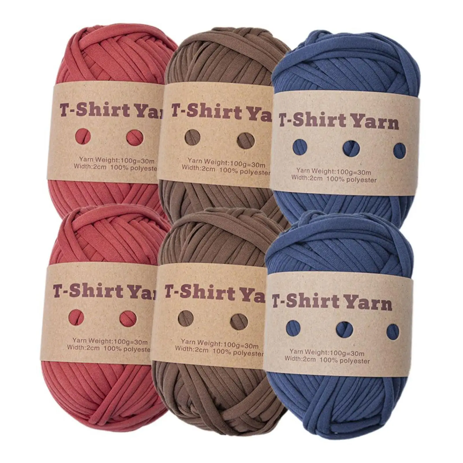 6x T Shirt Yarn Bag Making Supplies Crocheting Hand Knit Three Color Easy to
