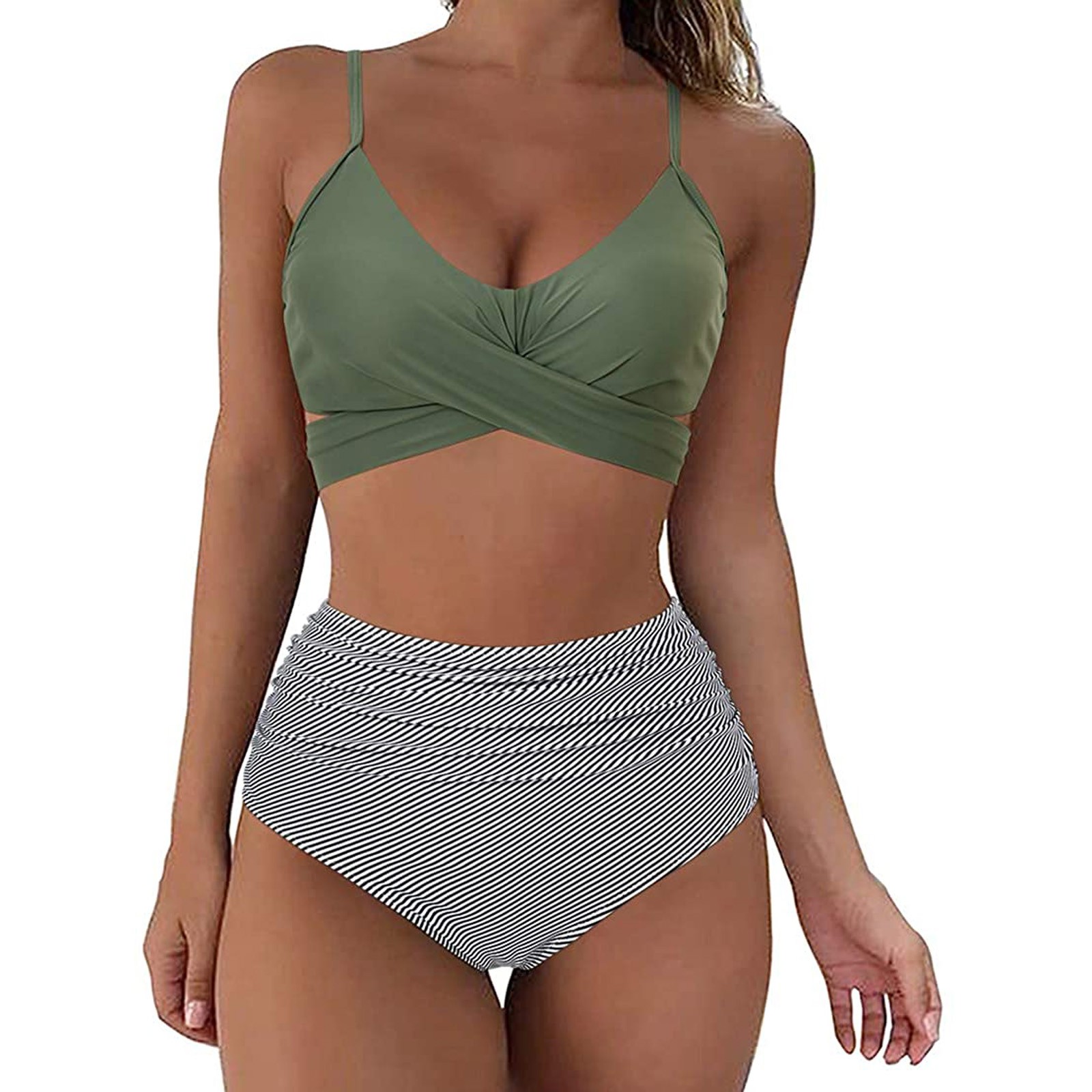 high waisted halter bikini