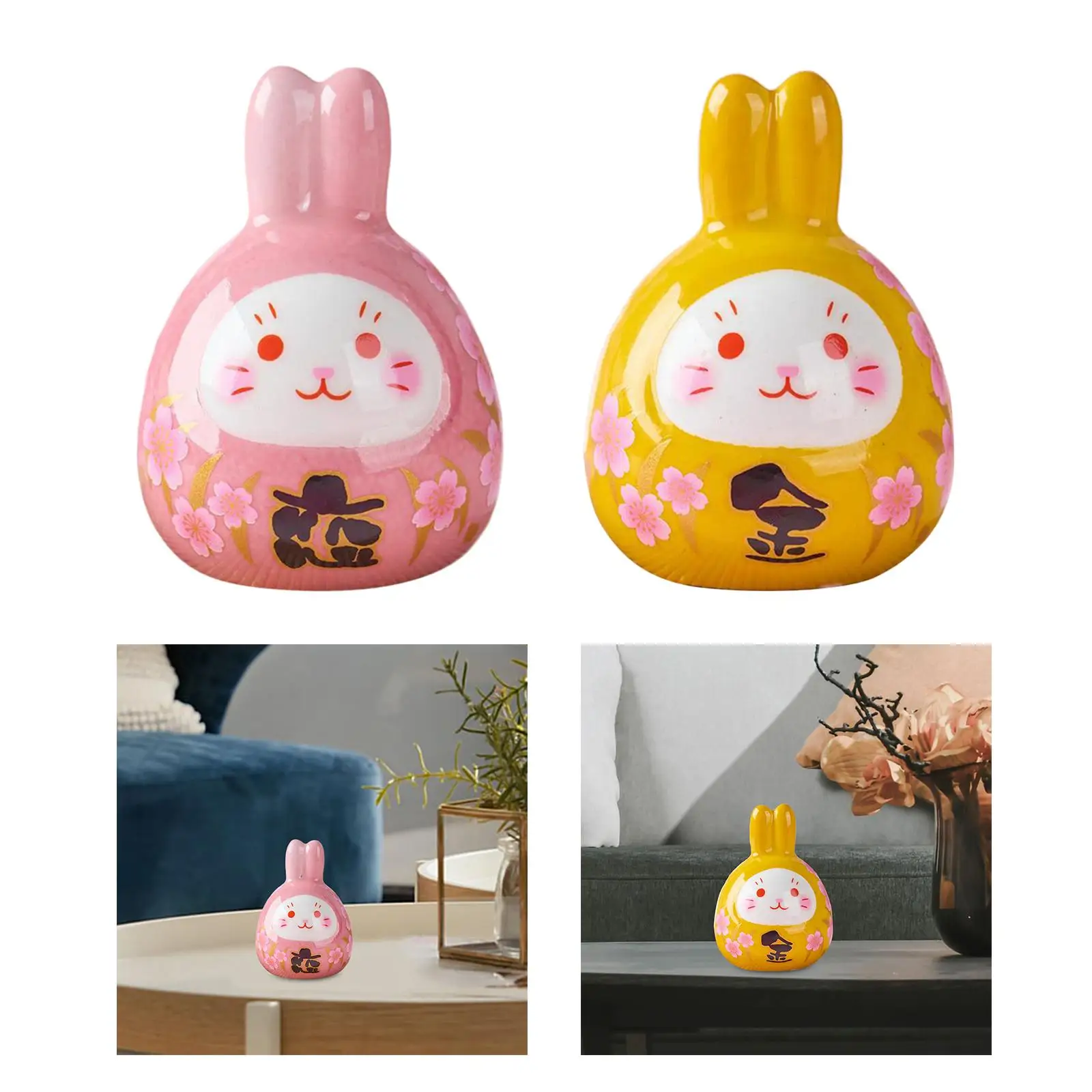 Chinese New Year Miniature Rabbit Figures Rabbit Ornament for Car Dashboard Office Table Desk Chinese New Year Decoration