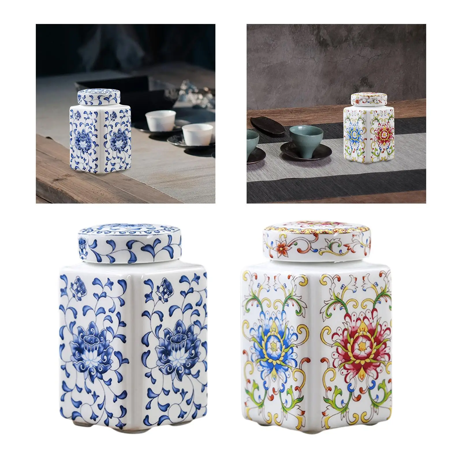 Porcelain Temple Jar Flower Vase Flower Display Organizer Versatile Ceramic Ginger Jar for Home Wedding Table Bedroom Decoration