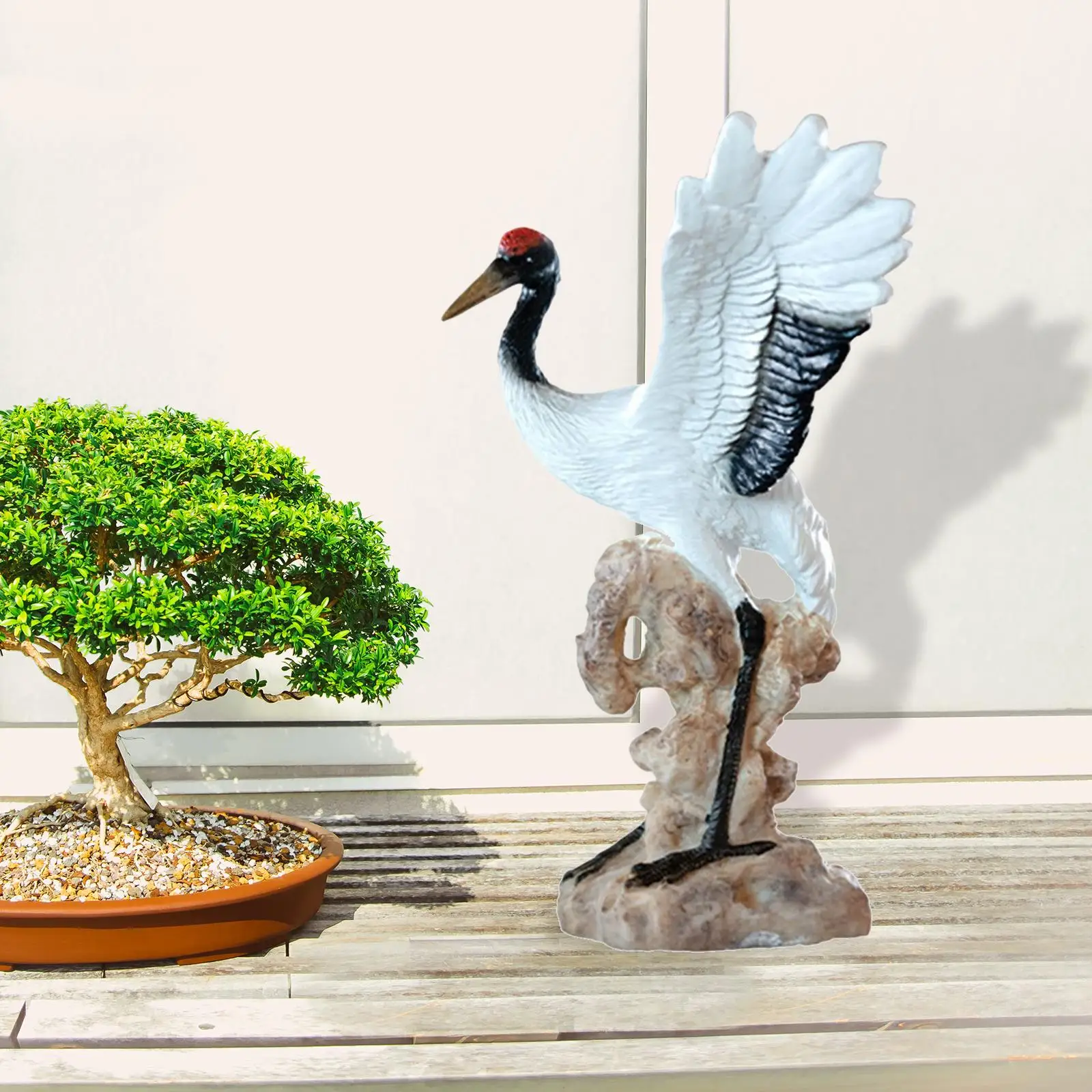 Multipurpose Statue Decorative Crane Chic Gift Collectibles Figurines Sculpture for Yard Bonsai Living Room Porch Farmhouse