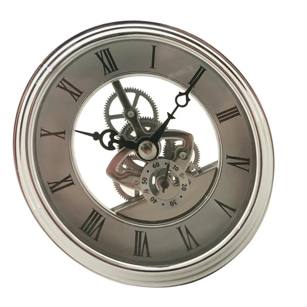 Vintage  Insert Movement Roman Numeral  Analog Skeleton fit 91mm Clock Dial Replacement Part