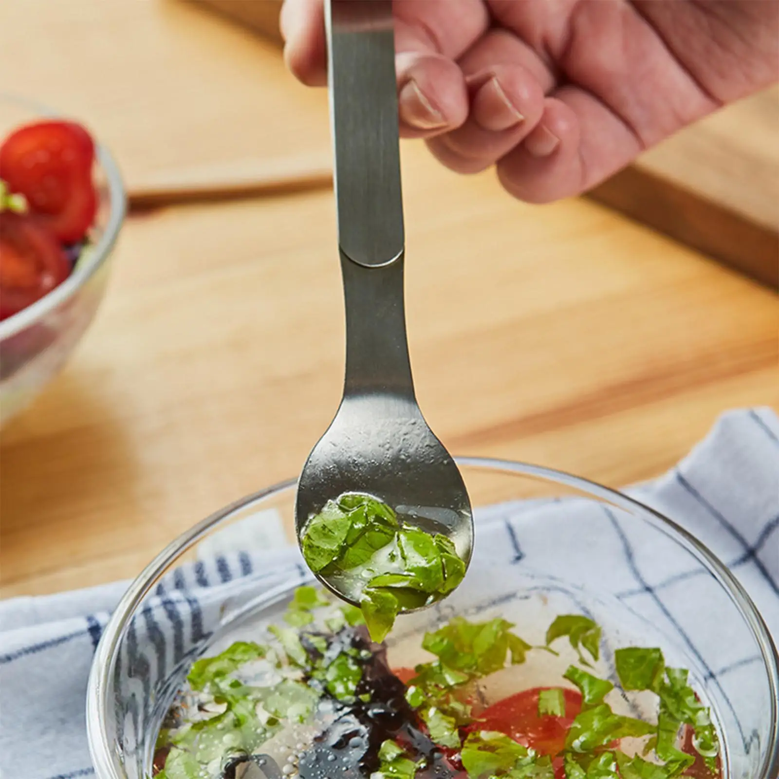 Stainless Steel Tasting Spoon Dual Function 20.5cm for fruit cake Dinner Table