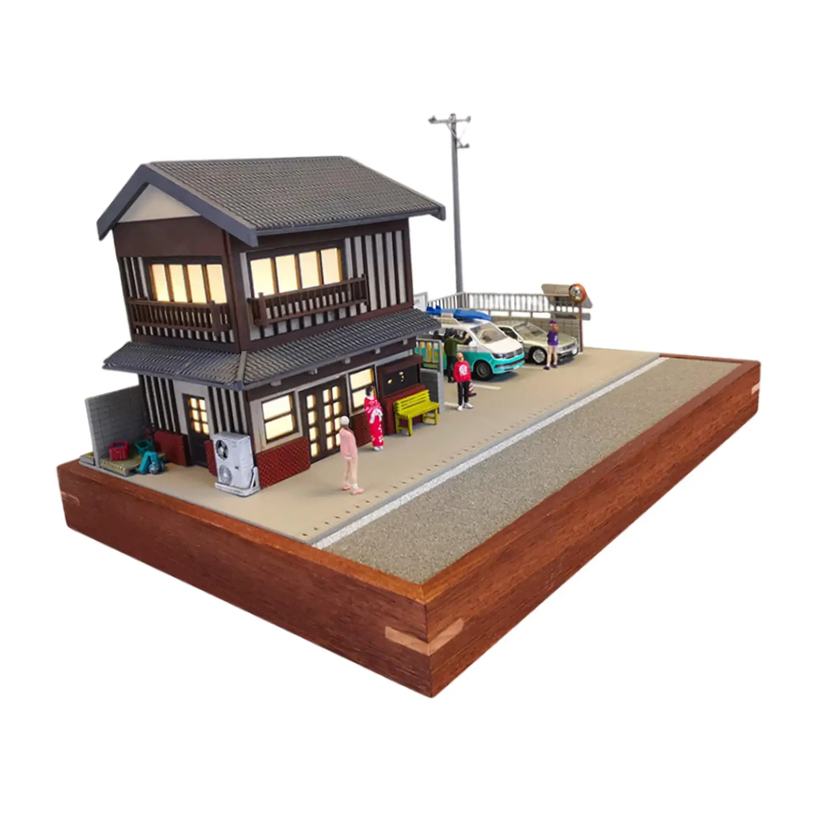 1/64 Model House 1/64 Parking Lot Model for Diorama Layout Miniature Scene Layout Train Railway Decor Sand Table Decor