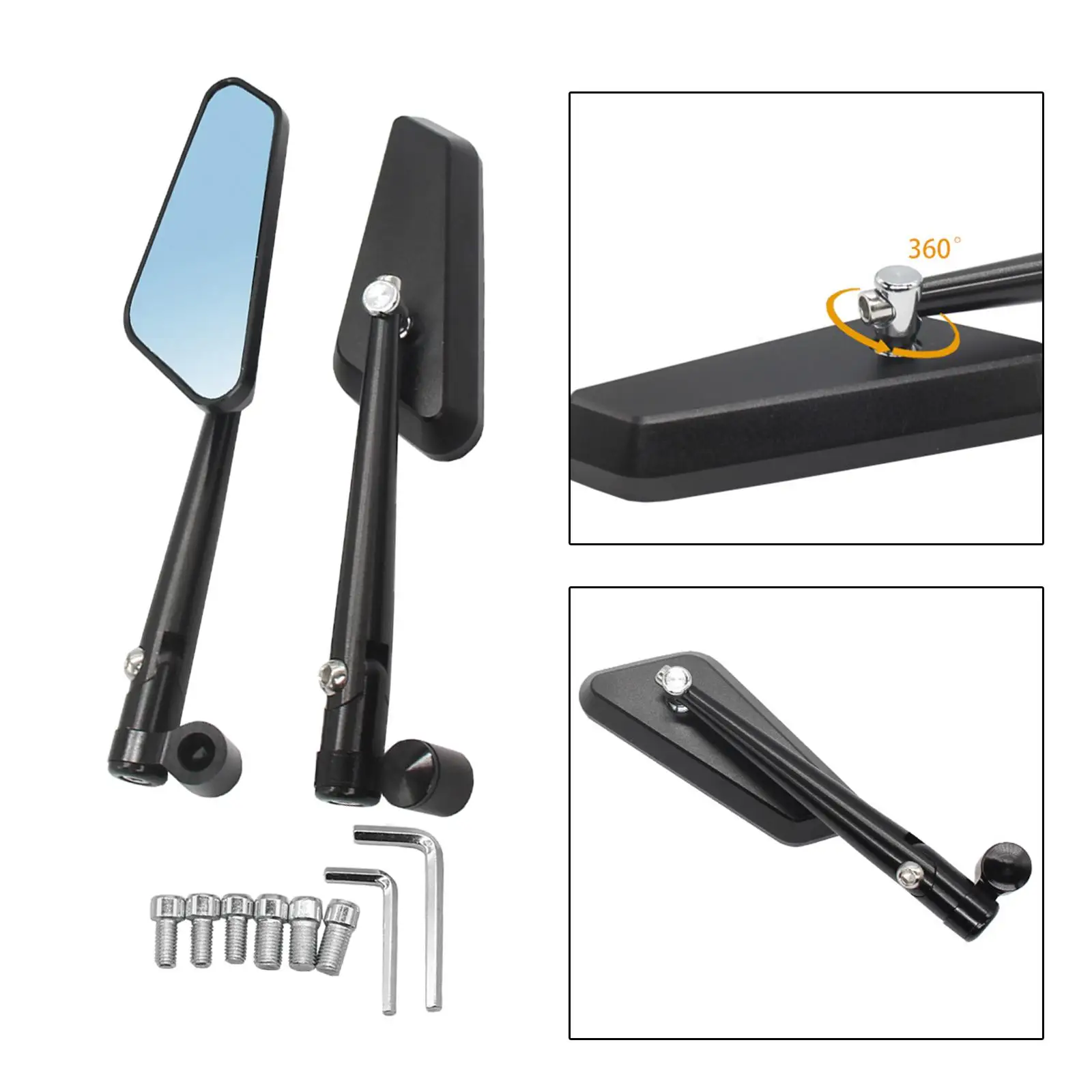 Motorcycle CNC Aluminum Rearview Mirrors Adjustable with 8mm and 10mm Threaded