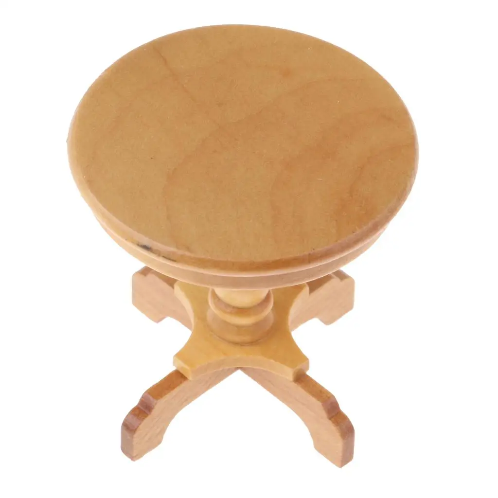 Miniature Round Wooden Table Accessory Dollhouse Toy for Girl Boy # 1