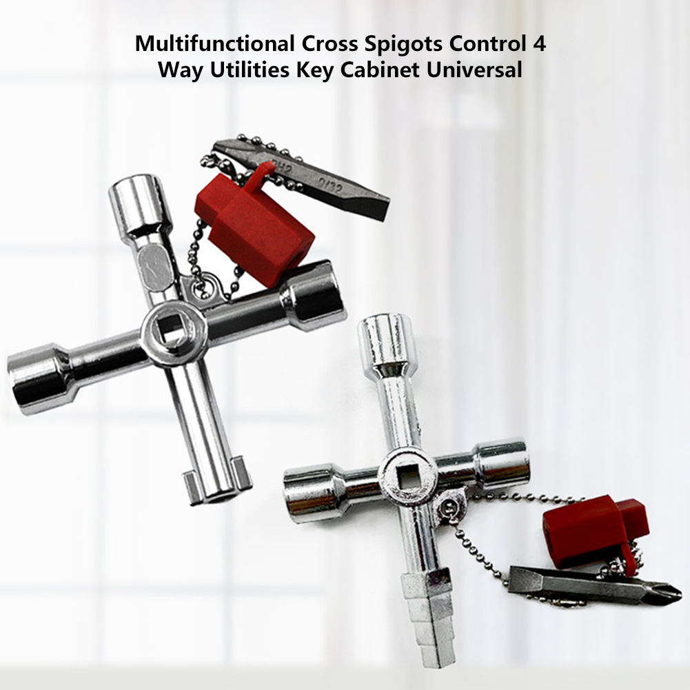 Description Picture 3 of item2pcs Multifunction Cross Wrench Spigots Control 4 Way Plumber Tool Square Triangular Utilities Key Cabinet Universal Screwdriver