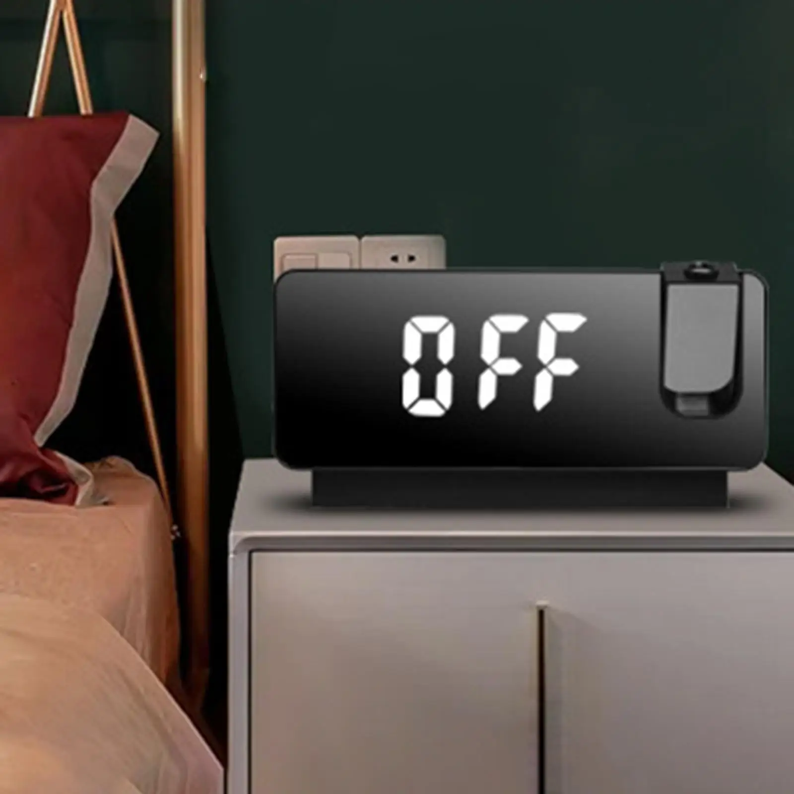 Projector Alarm Clock Mirror Surface Silent 180 Rotatable Snooze Function