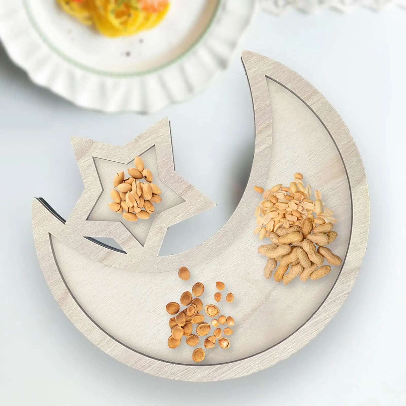 Wood Fruit Tray Moon and Star Centerpiece Table Decor Serving Tray Food Tray for Farmhouse Holiday Kitchen Counter Family Dinner
