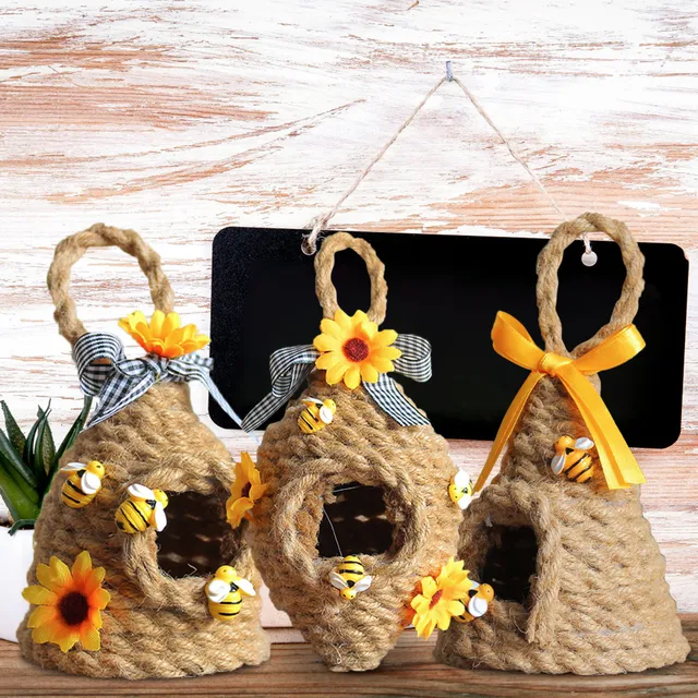 Loyerfyivos Bee Gnome Tiered Tray Decor Set,Farmhouse Bee Decor, Bee Gnome  , Bee Signs, Bee Hive, Wood Bee Garland, Rustic Bee Kitchen Decor,Spring