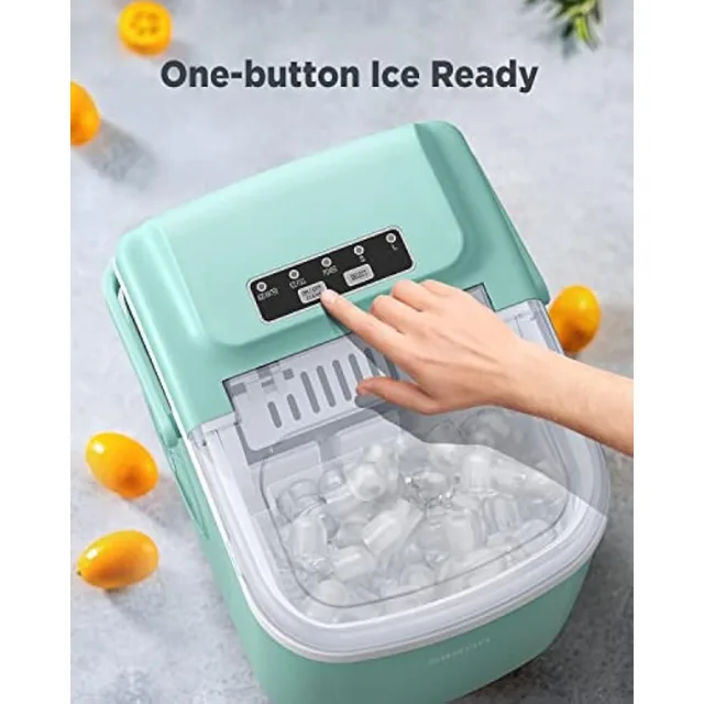 Silonn Ice Maker Countertop, Stainless Steel Portable Ice Machine with Carry Handle, Self-Cleaning Ice Makers with Basket and Scoop, 9 Cubes in 6