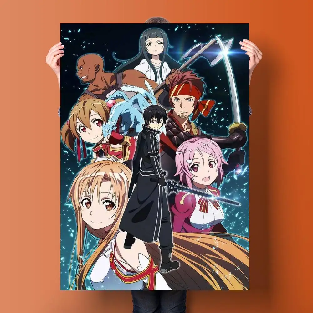 Sword Art Online Sao Kirito Asuna Anime Poster Decorative Canvas Room Poster