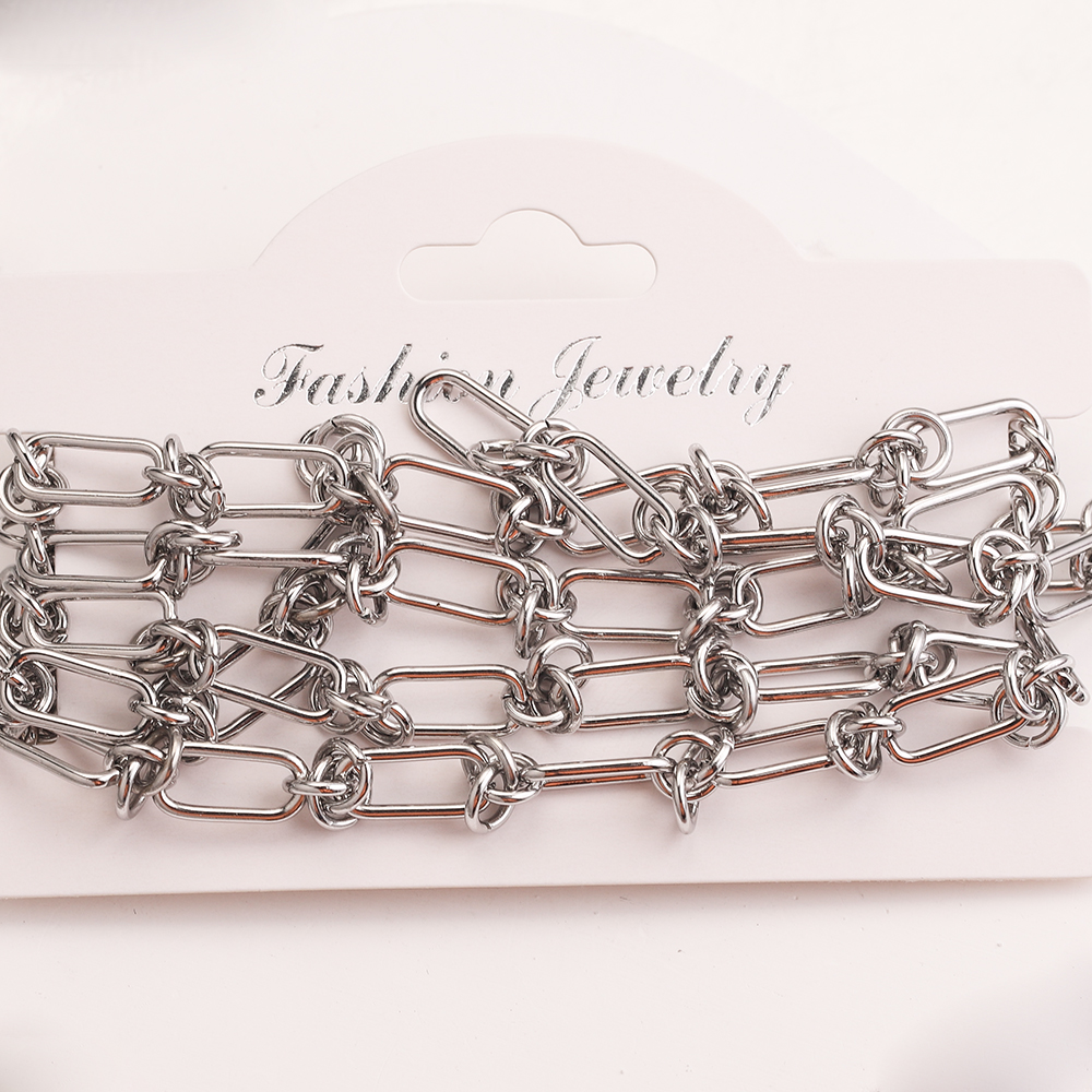1M Edelstahl Schwere Oval Chunky Knoten Hip Hop Punk Kette Nicht Verblassen DIY Schmuck Halskette Armband Ketten handgemachte Liefert – Detail 6