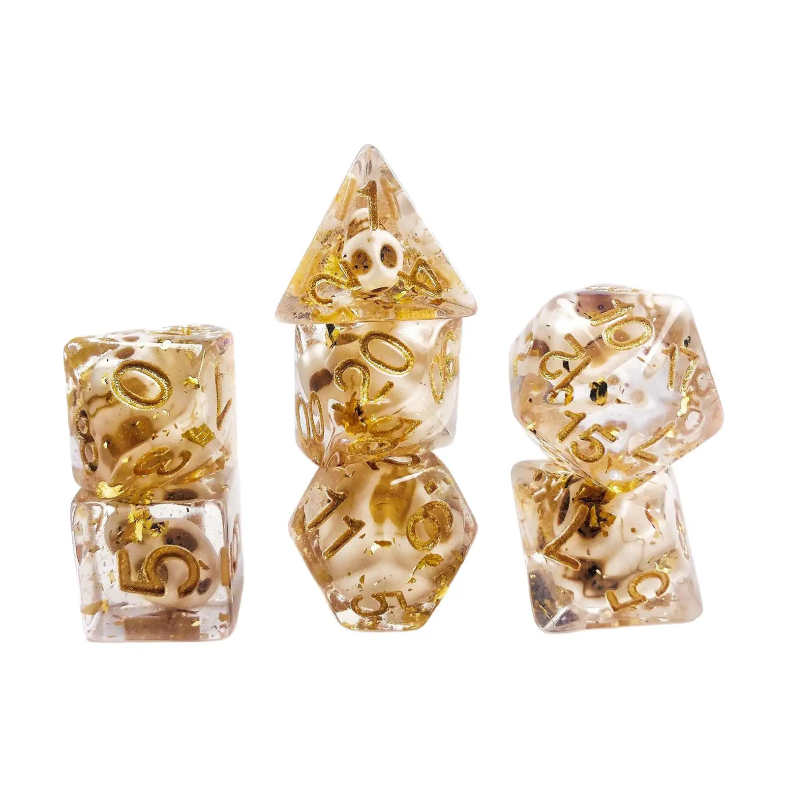 7Pcs Acrylic Polyhedral Dices Built in Skull Multi Sided RPG Dices D6 D4 D8 D10 D12 D20 for Role Playing Tabletop Game Kids Toys