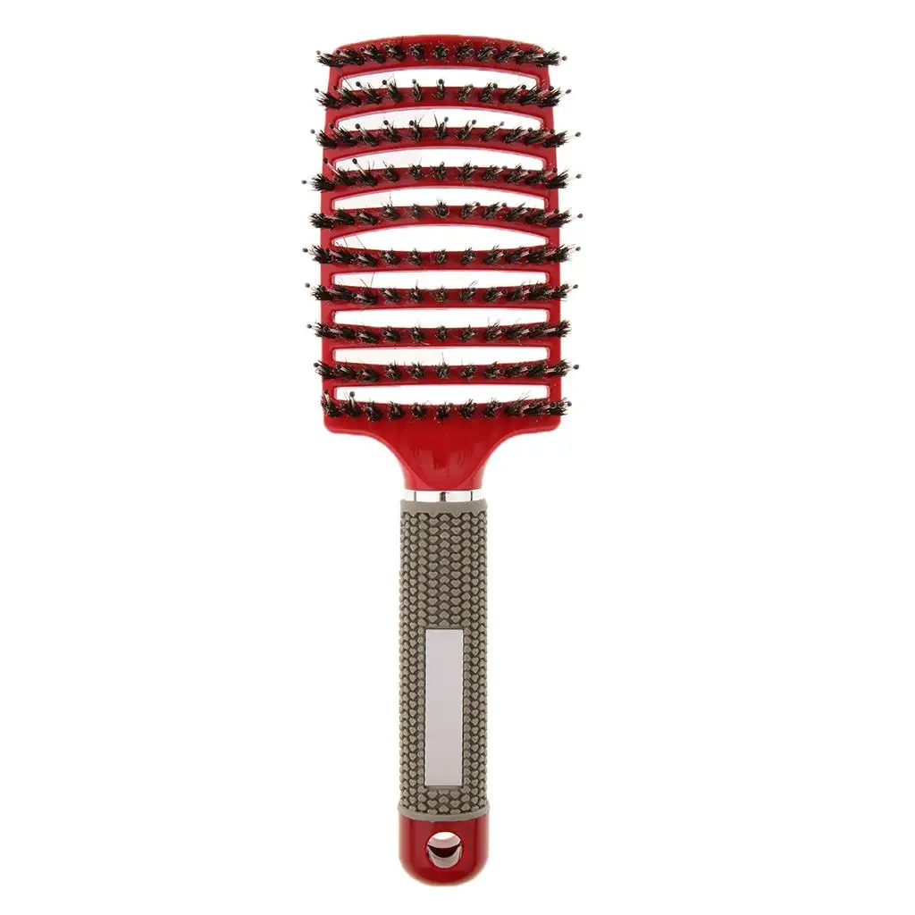 2x Boar Ventilated Hair Brush Massage Comb Salon Hairdressing Brush - Red