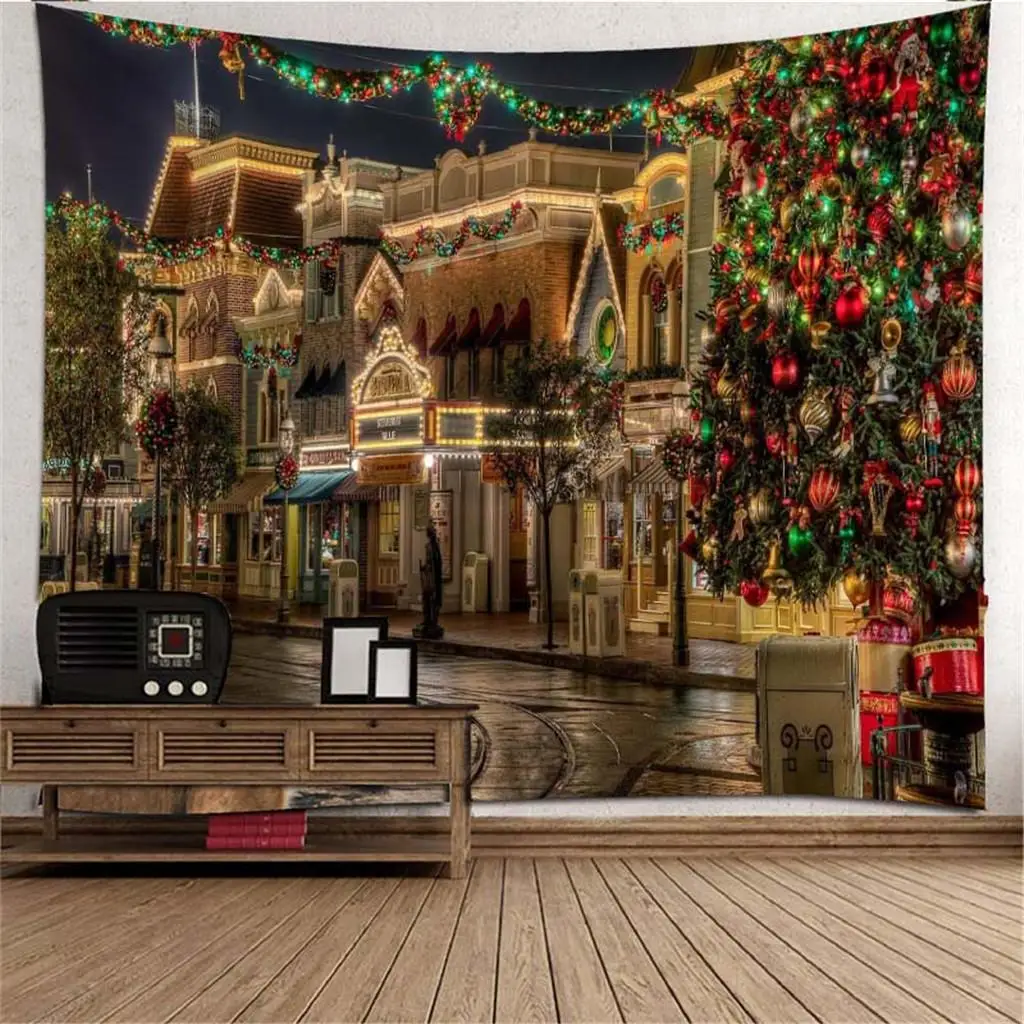 3D Christmas Theme Tapestry Wall Art Hanging for  Dorm Mural