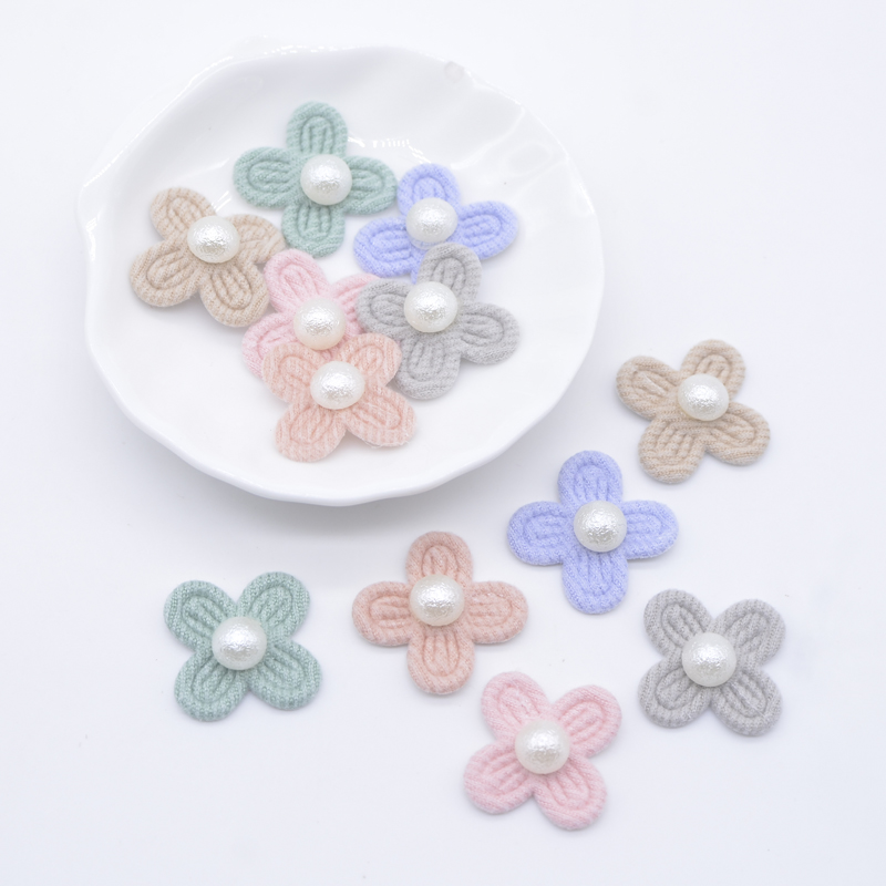 30 Stück 20 mm Blumen mit Perlenapplikationen für Kleidung, Hut, Leggings, Nähflicken, DIY, Kopfbedeckung, Haarspangen, Schleife, Dekor-Zubehör – Detail 1