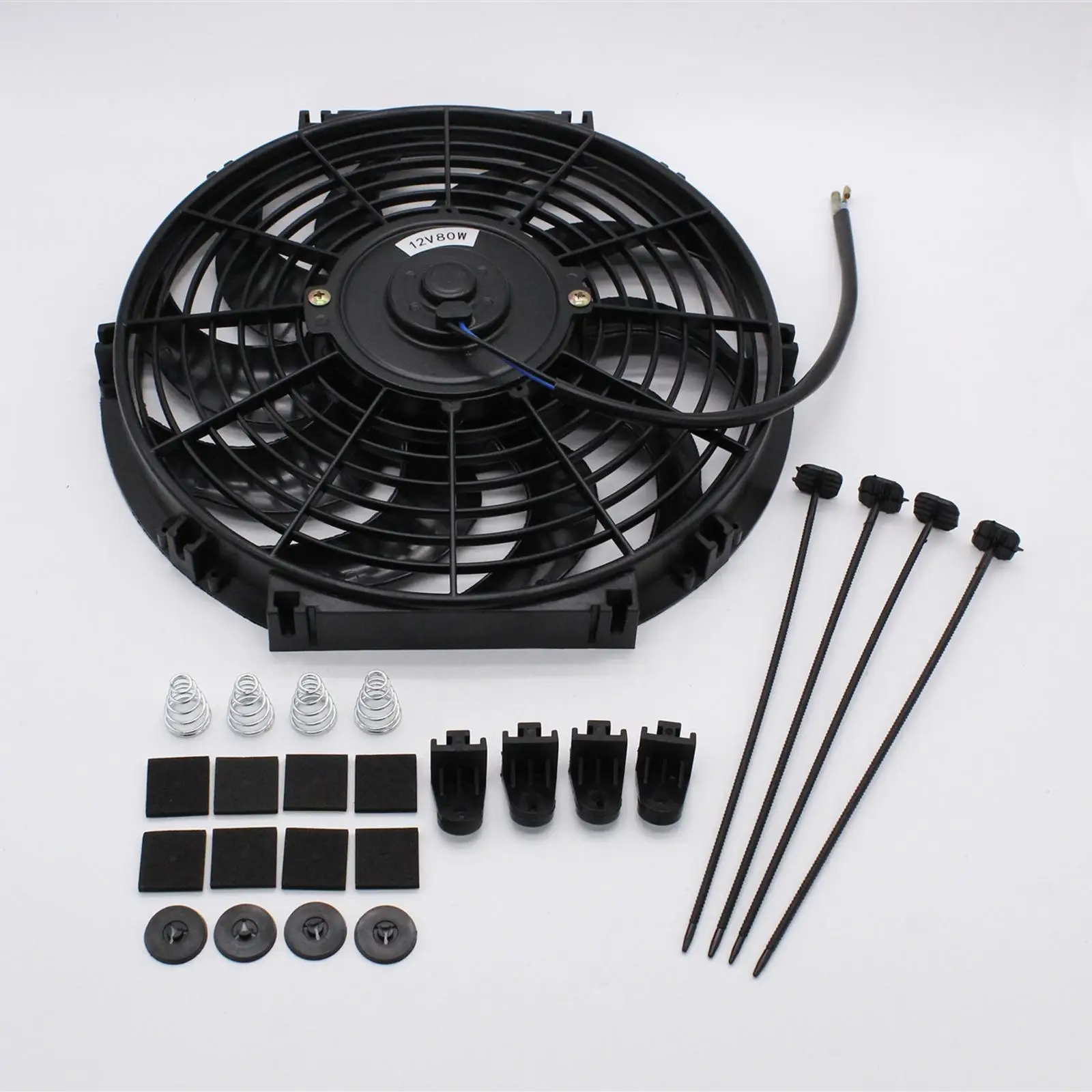 Electric Radiator Cooling Fan Mount Kit Easy Installation Engine Cooling Device 12V 80W Slim Fan 12`` for Truck Pickup Van