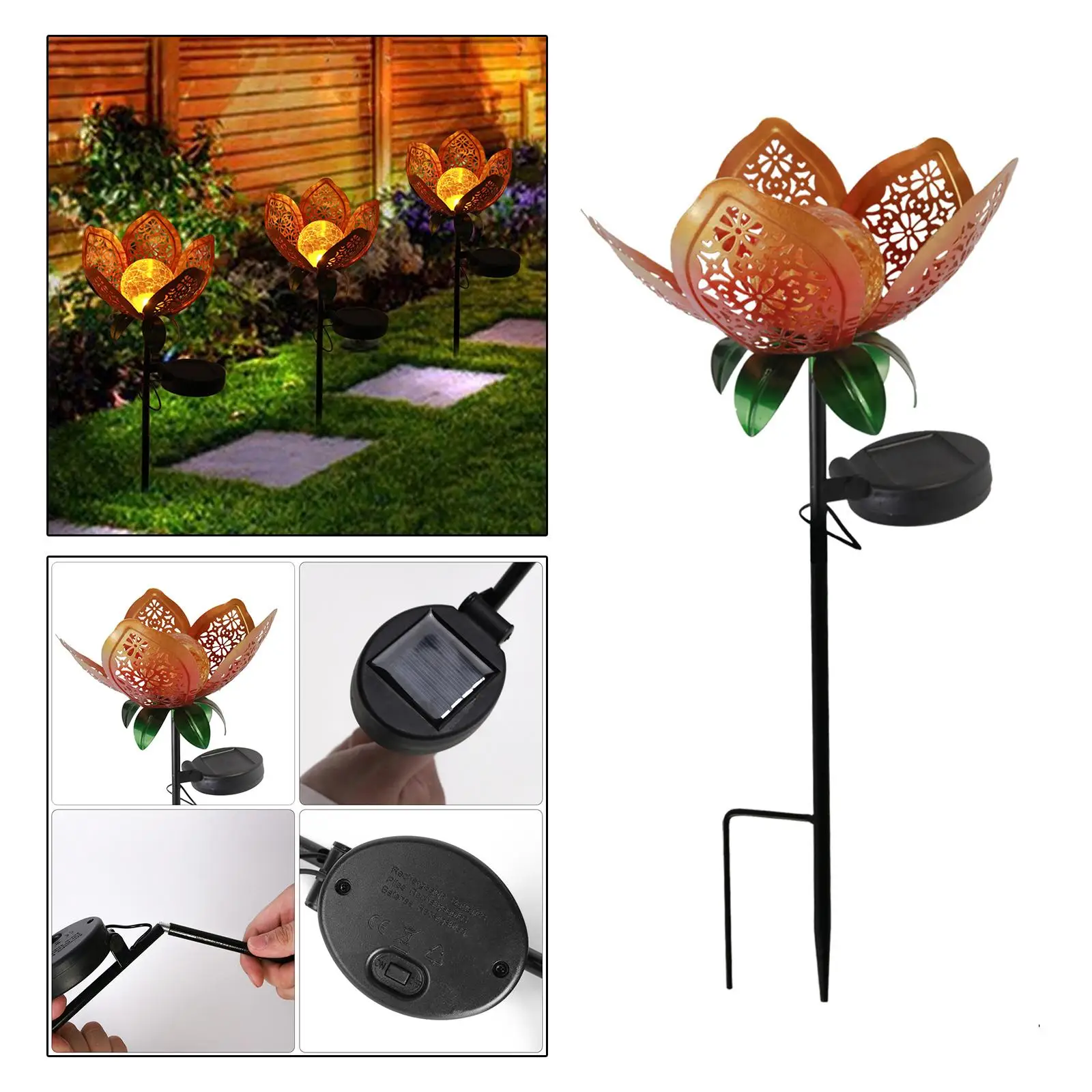 Outdoor Lotus  Lights Outdoor Stake Lamp Waterproof  Lamp for Party Courtyard Patio Holiday Decorations