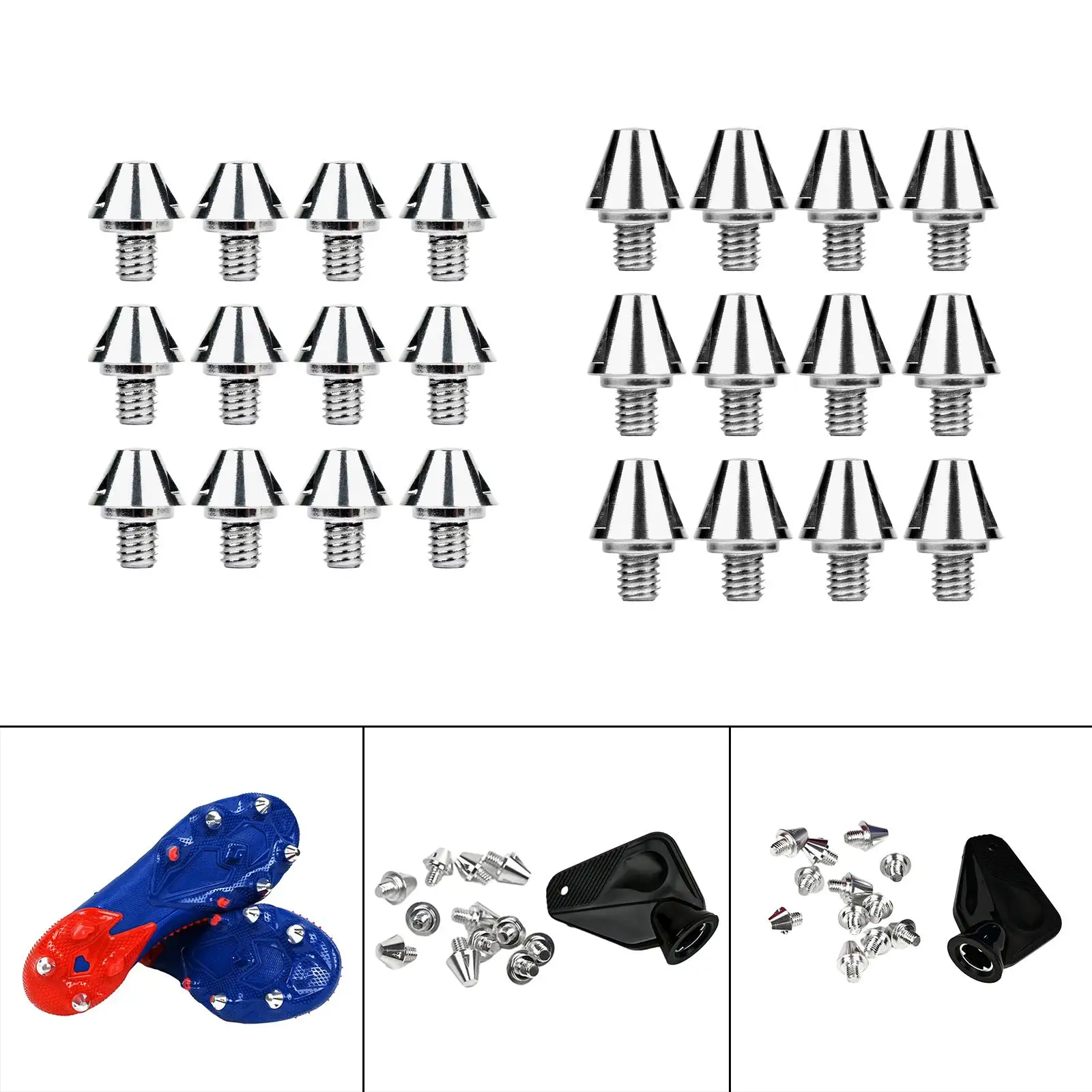 12Pcs Track Shoes Spikes Turf Anti Slip Soft Ground Portable M6 Threaded Rugby Studs for Competition Training Athletic Sneakers
