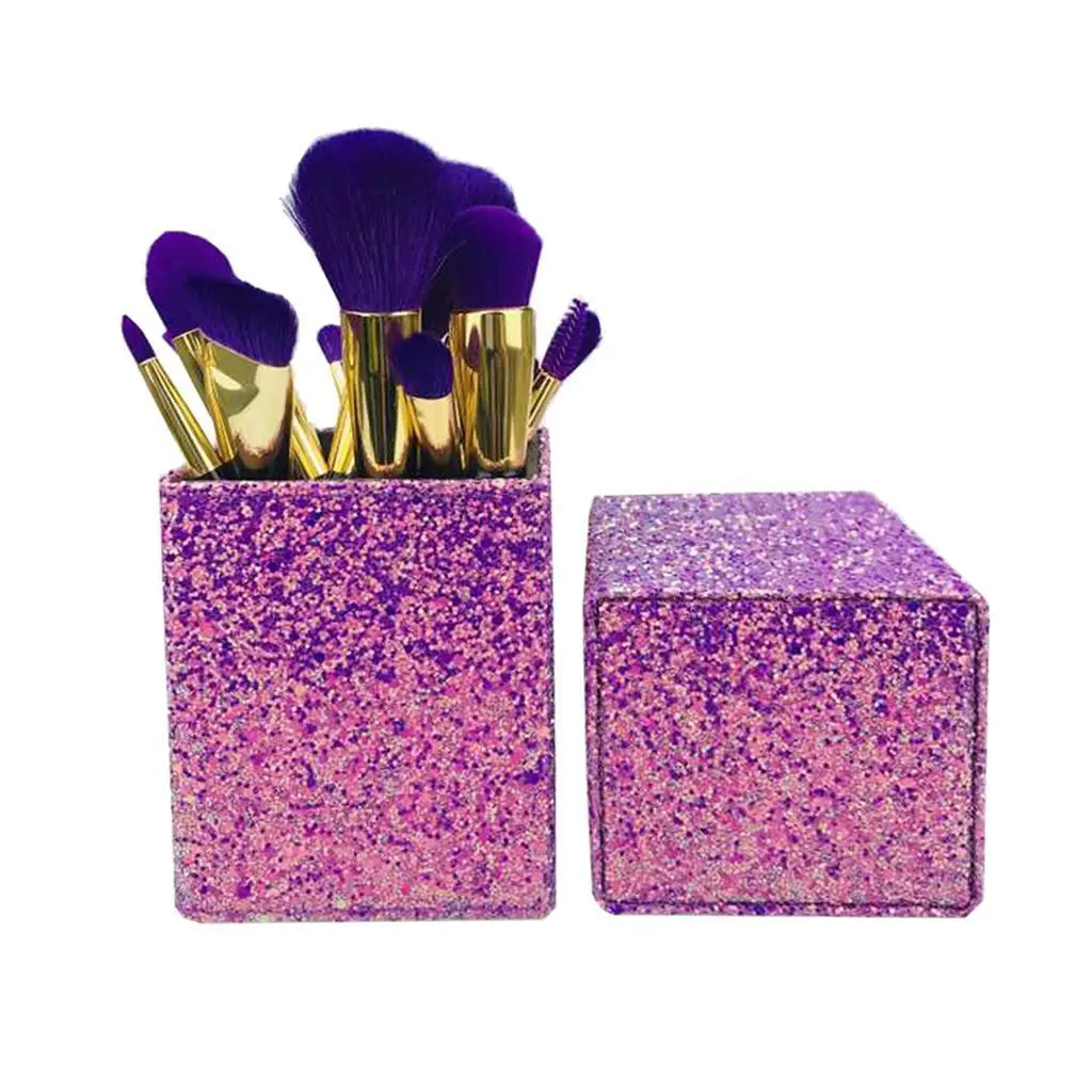 Cosmetic Cup Case Makeup Brush Pen Lipstick Pencil Holder Empty Storage Box Desk Container Leopard Print Glitter