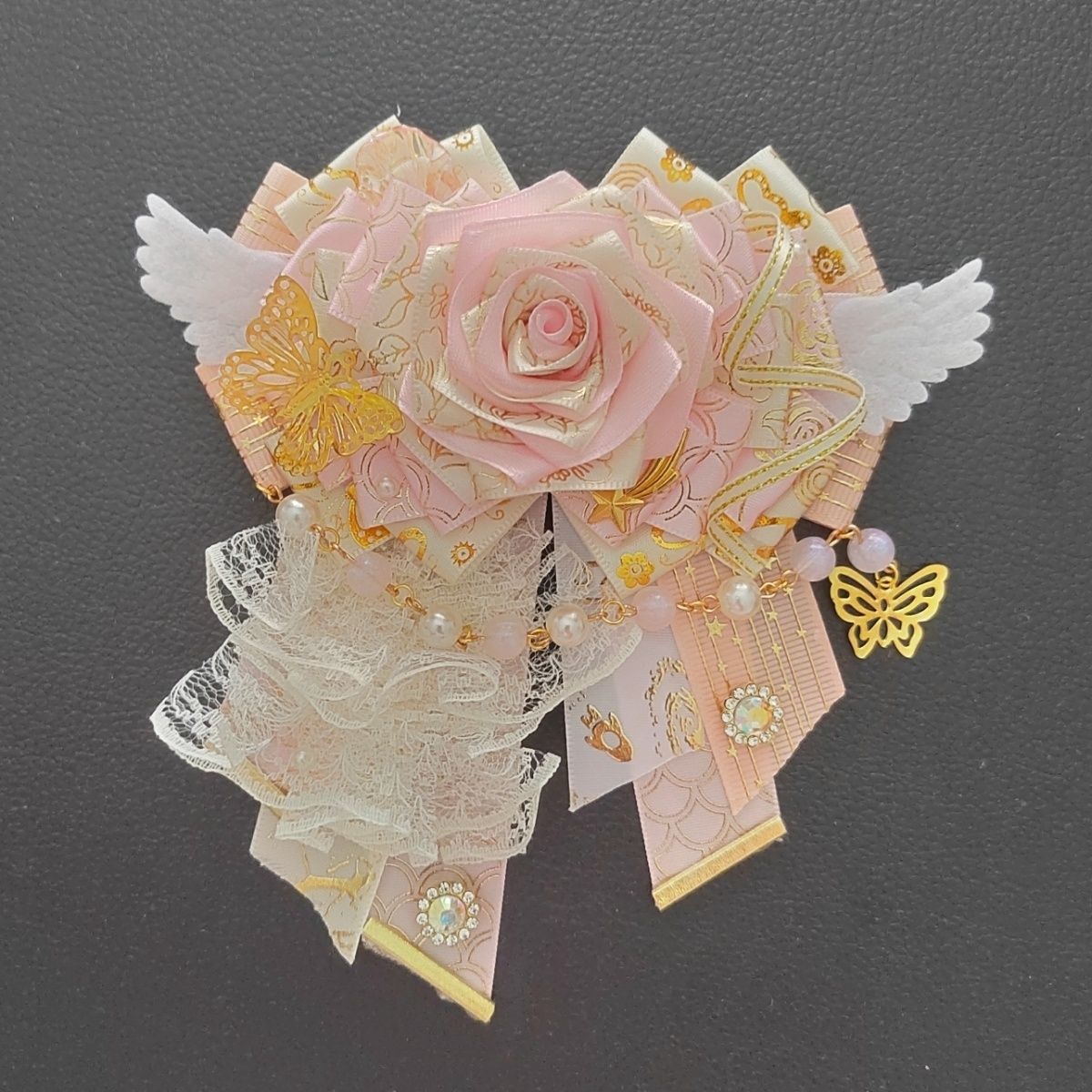 Frauen Lolita Cosplay Spitze Fliege Brosche Original Luxus Anzug Shirt Anime Mädchen Rollenspiel Zubehör High-End-Kragen Blumen – Detail 5