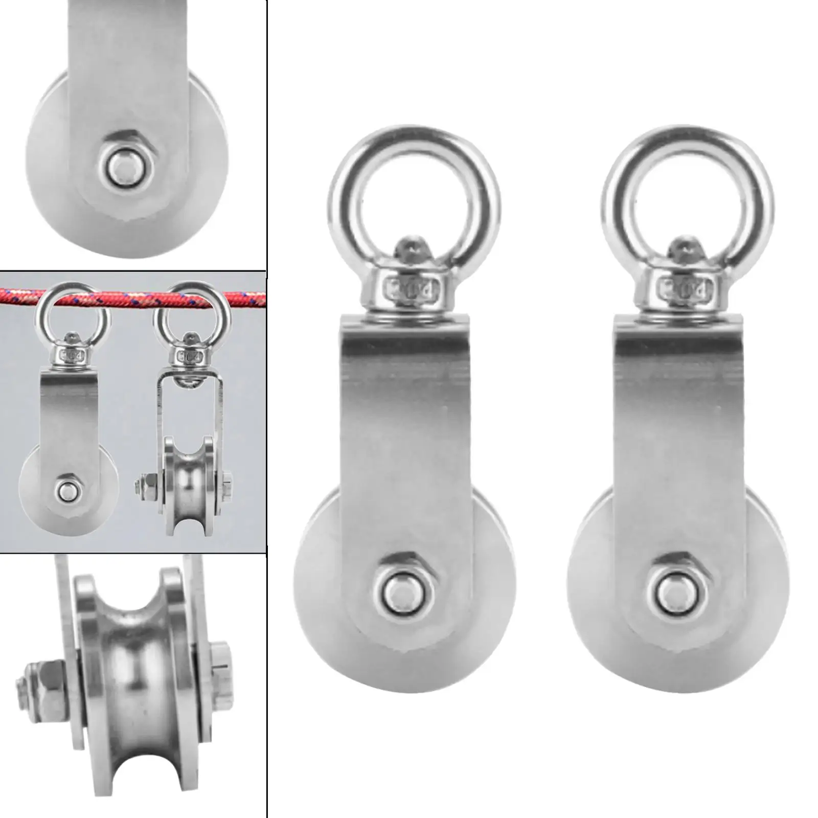 2Pcs Stainless Steel Swivel Pulley Block Gym Equipment Smooth Cable Pulley Wheel Pulley for Gym Wire Maintenance DIY Attachment