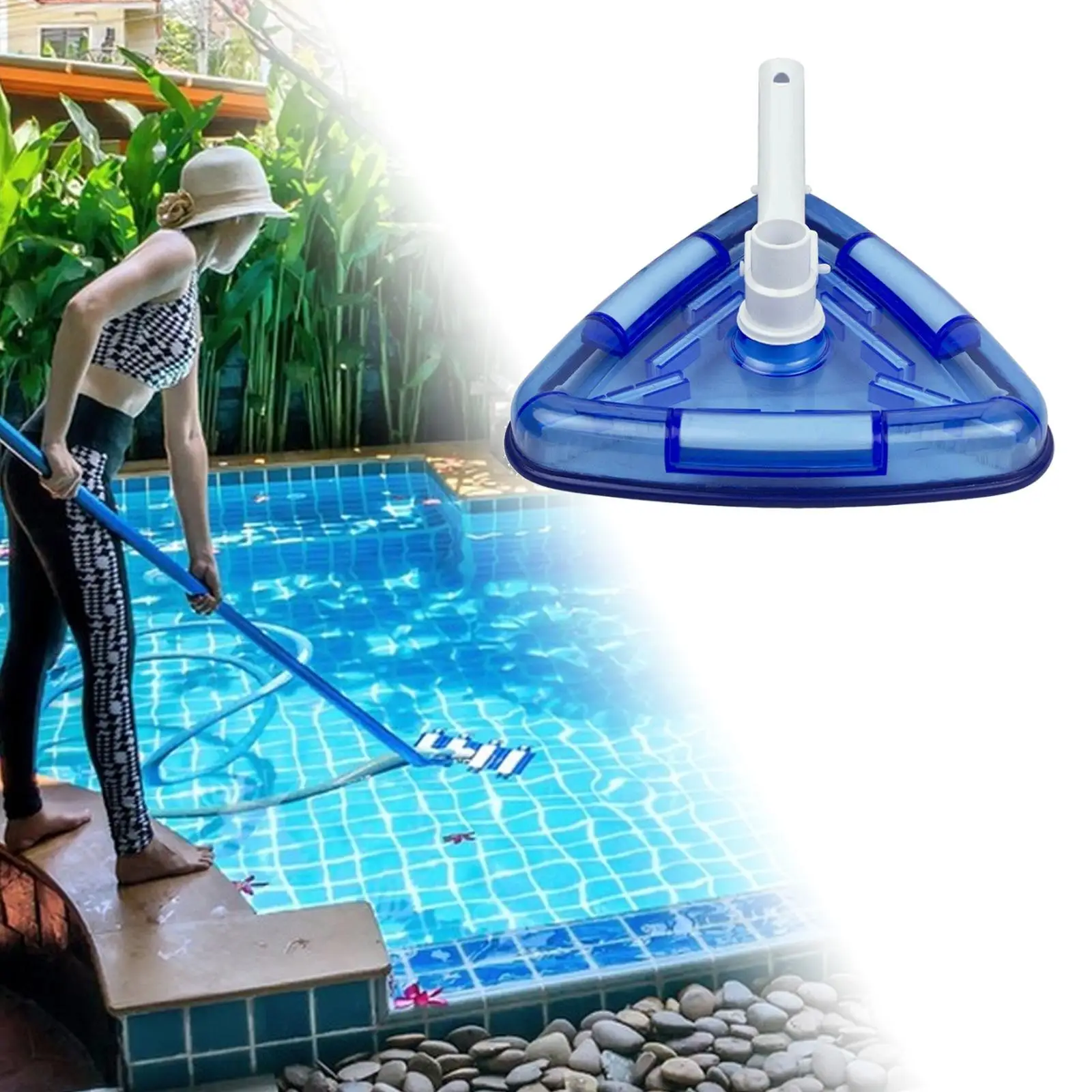 Transparent Triangular Pool Vacuum Head with Swivel Hose Connection, SPA Pool Suction Head for above Ground Pools