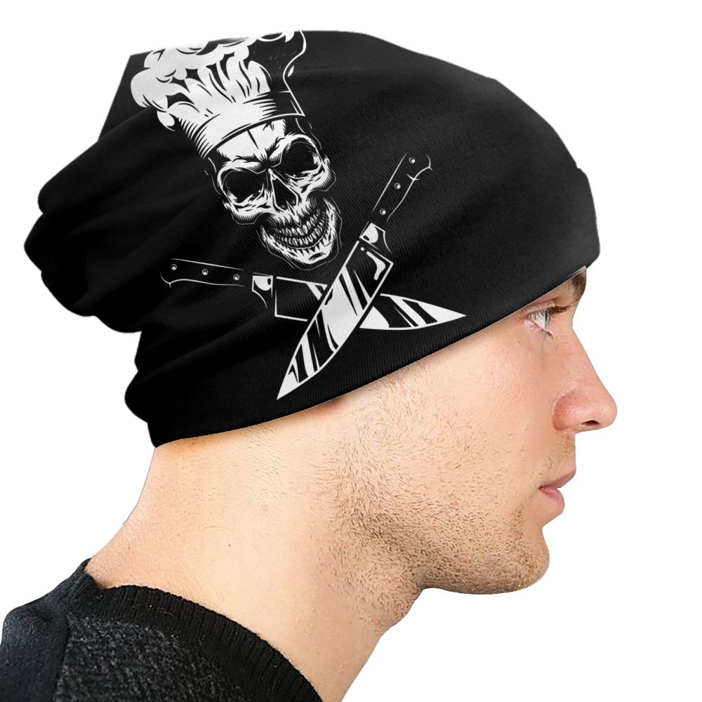 Benutzerdefinierte lustige Kochen Schädel Messer Chef Motorhaube Hut Stricken Hüte Männer Frauen Mode Unisex Erwachsene Winter warme Mützen Kappe – Detail 16