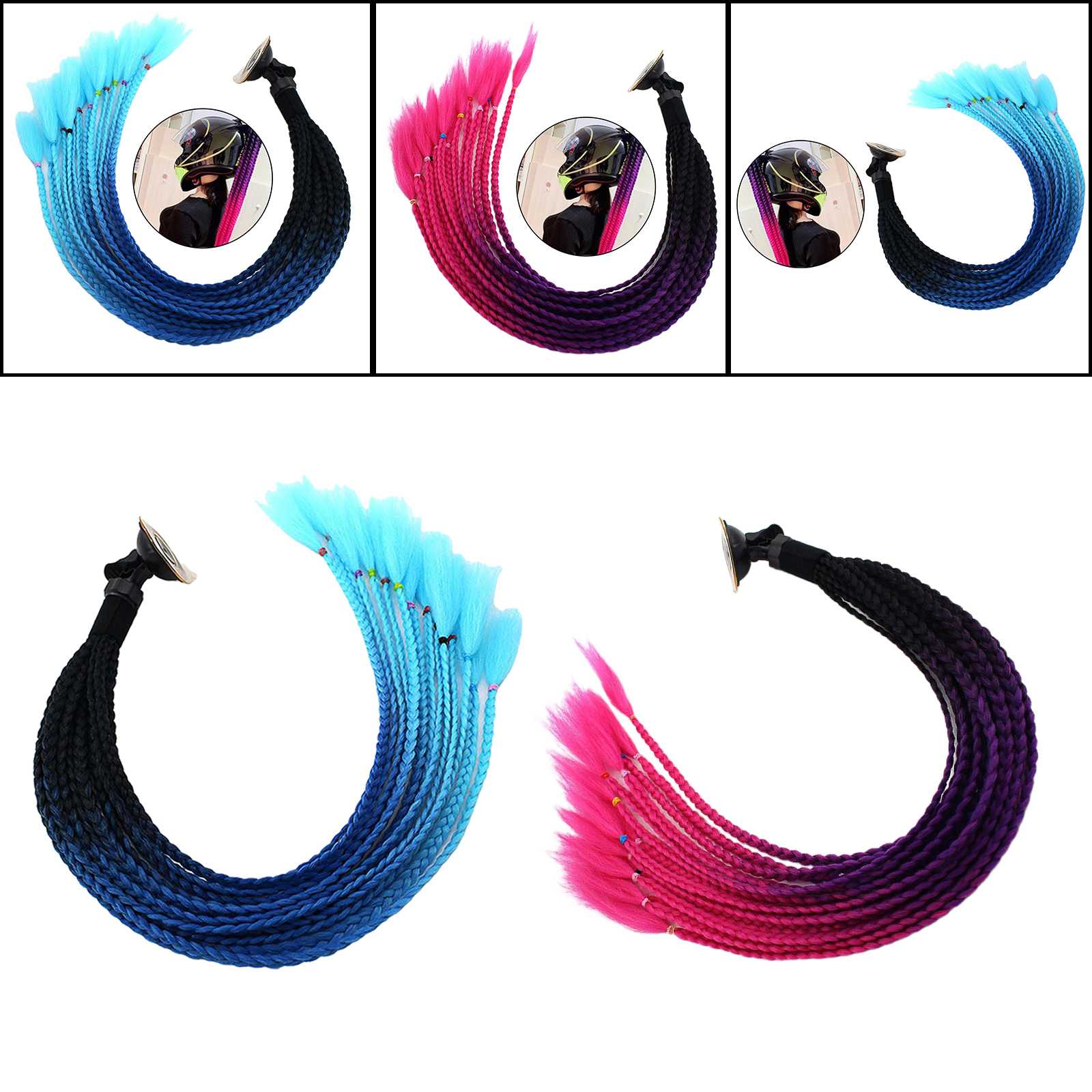 2pcs 55cm Hair Gradient Ponytail for Motorcycle