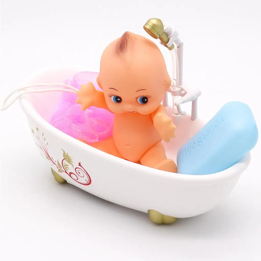 Children Pretend Role  Toy 4PCS  Bath Set with Real Working Bathtub