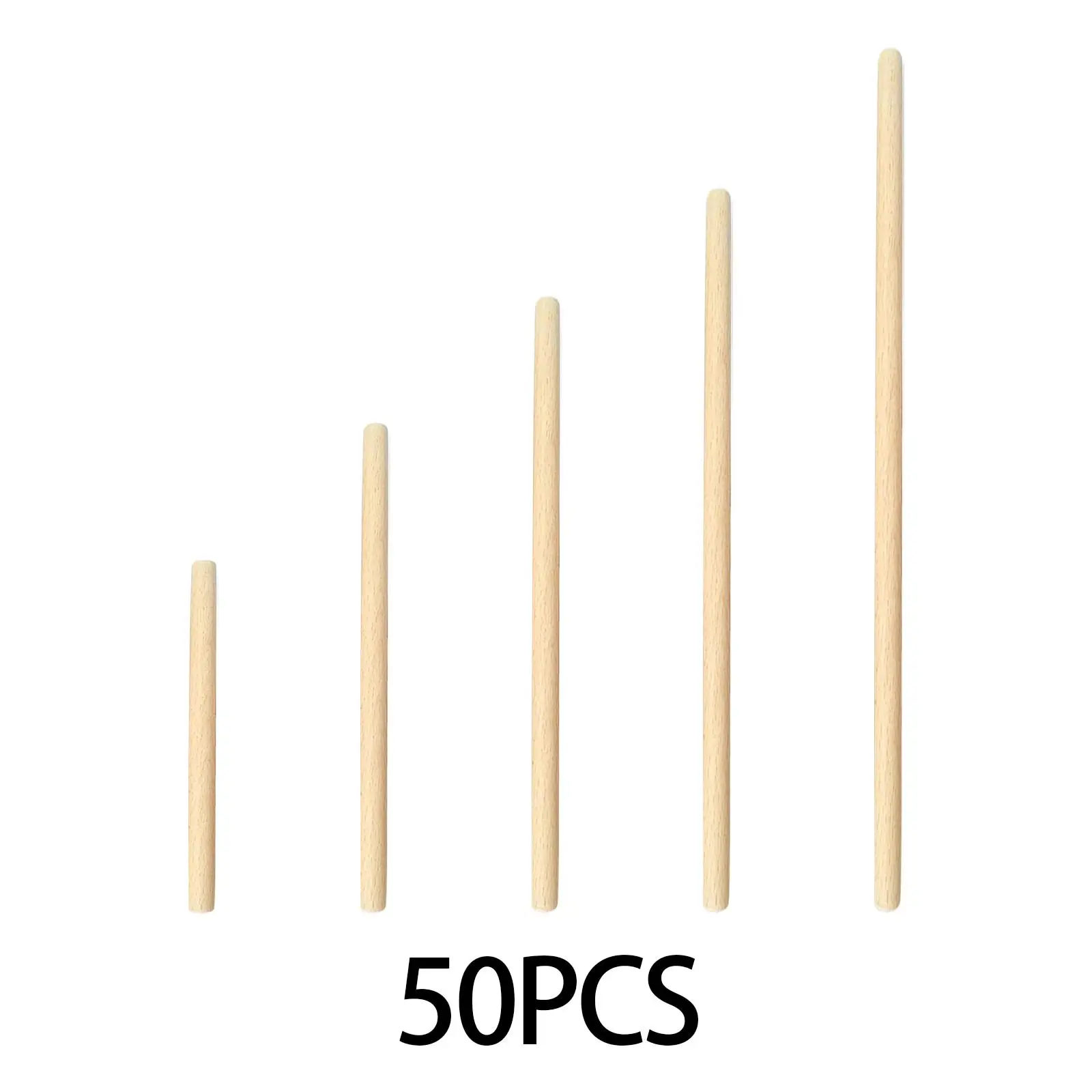 50 Pieces Doweling Rods Unfinished Round Wood Sticks for Building Model Macrame Home Garden Decoration Art Projects